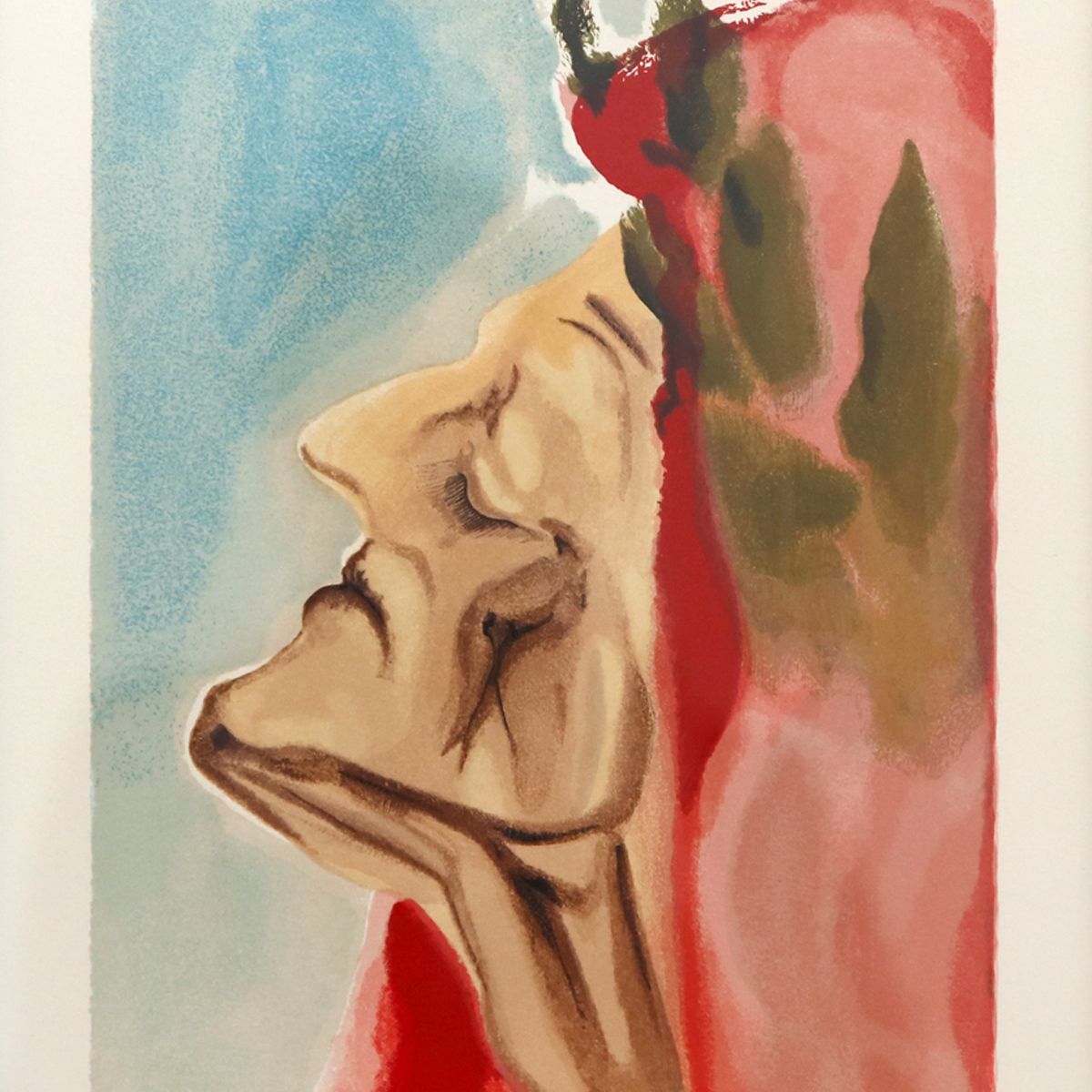 Salvador Dali- Original Color Woodcut on B.F.K. Rives Paper "Paradise 7"