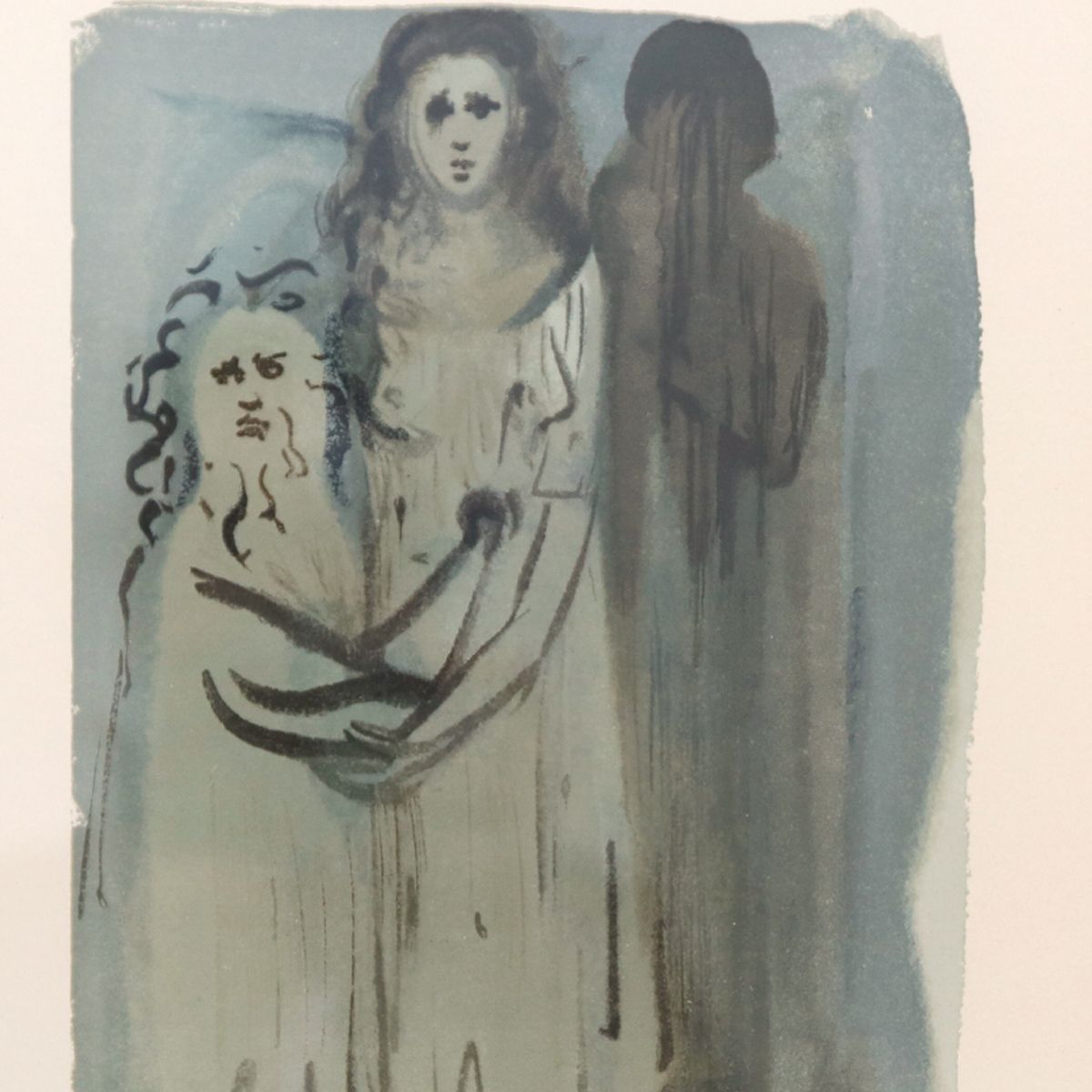 Salvador Dali- Original Color Woodcut on B.F.K. Rives Paper "Purgatory 16"
