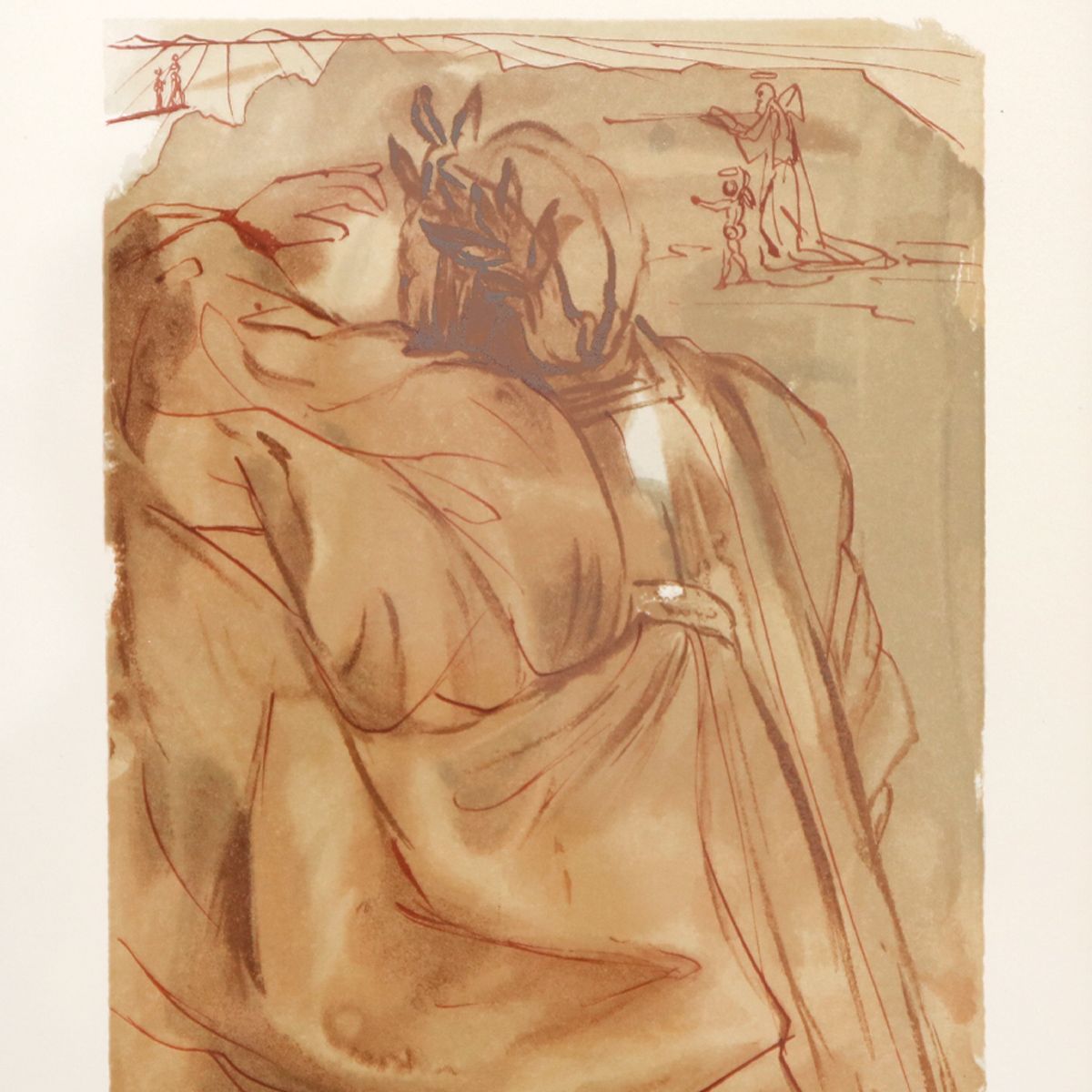 Salvador Dali- Original Color Woodcut on B.F.K. Rives Paper "Purgatory 30"