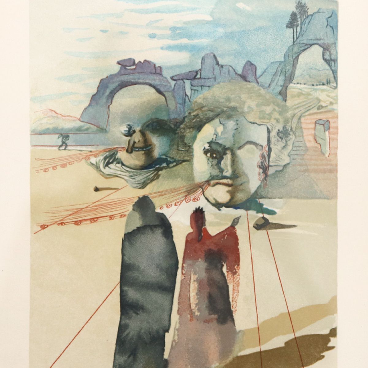Salvador Dali- Original Color Woodcut on B.F.K. Rives Paper "Purgatory 20"