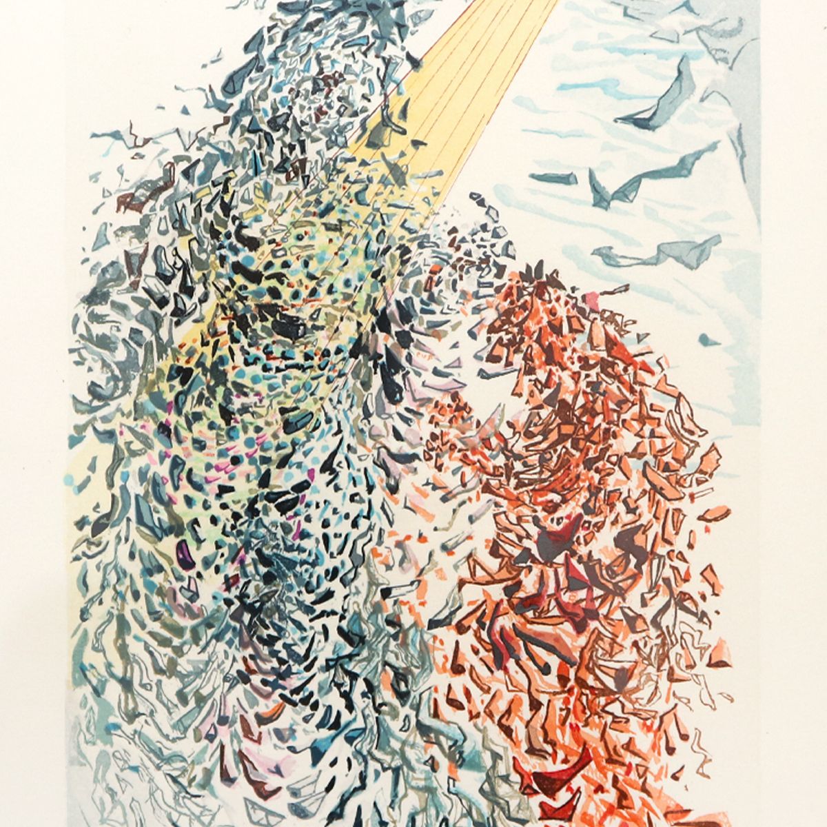 Salvador Dali- Original Color Woodcut on B.F.K. Rives Paper "Purgatory 11"