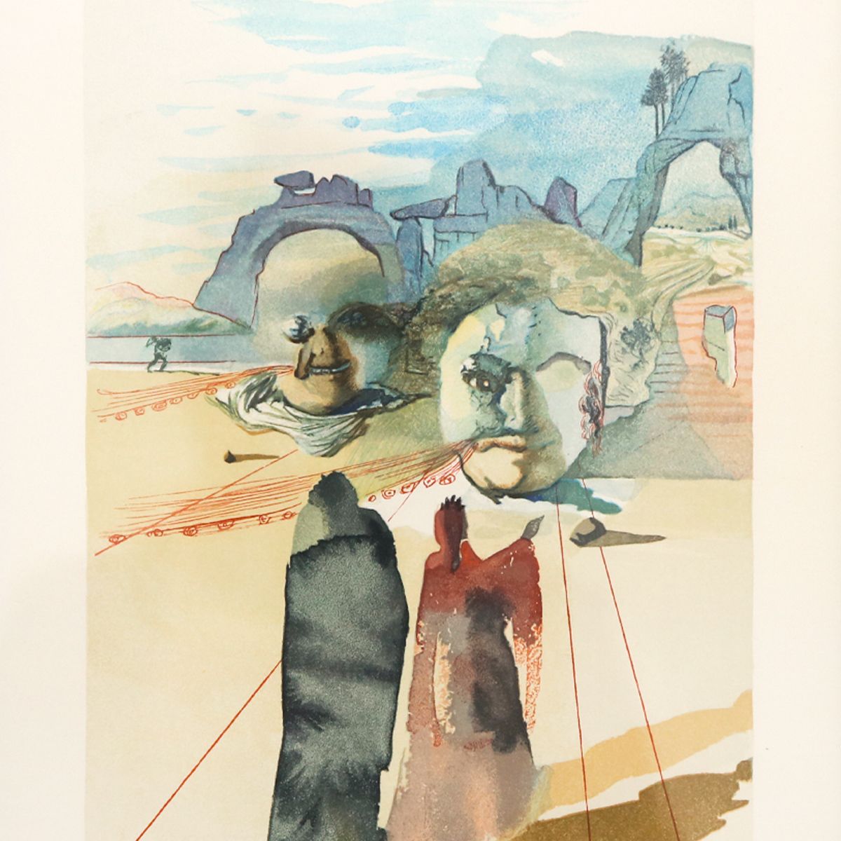 Salvador Dali- Original Color Woodcut on B.F.K. Rives Paper "Purgatory 20"
