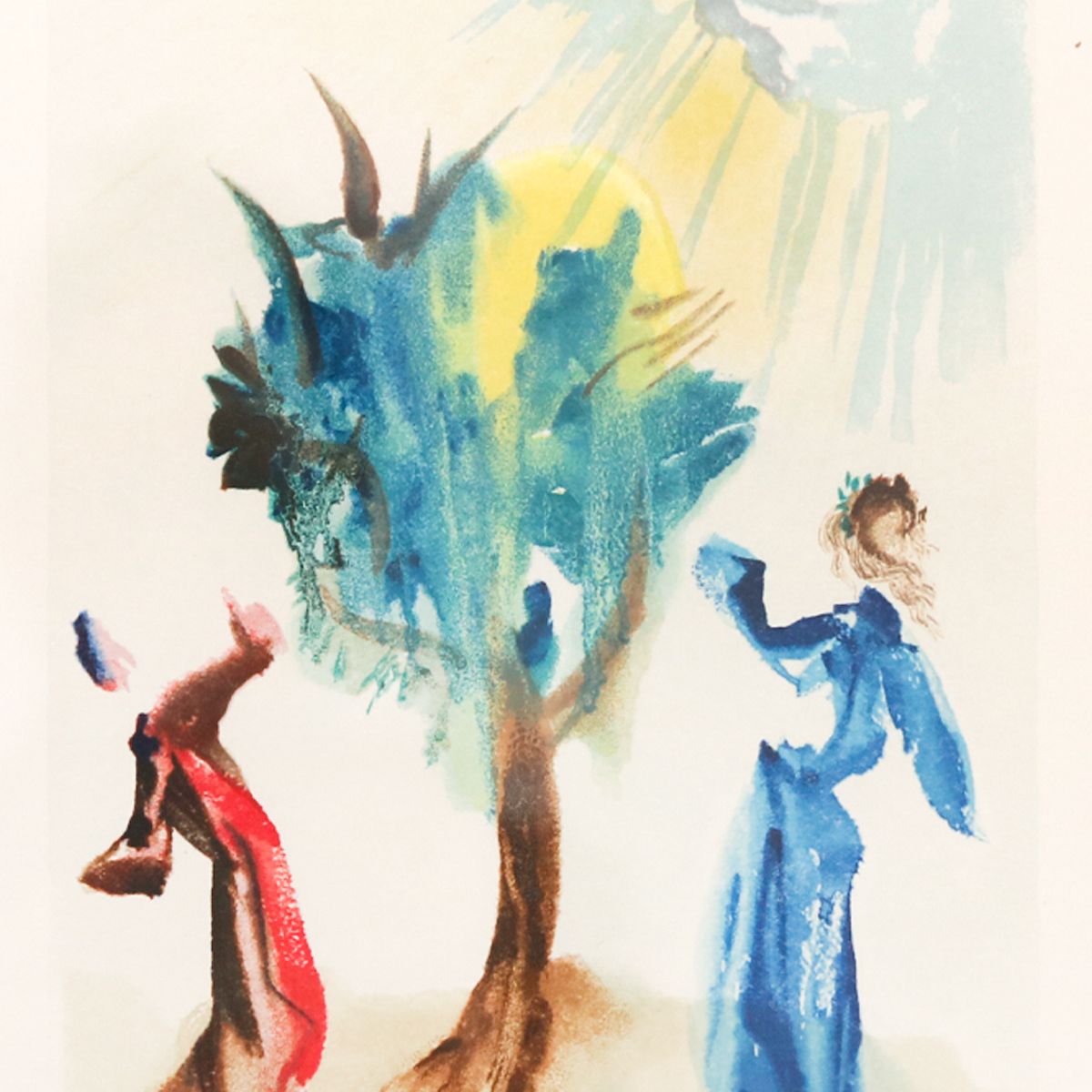 Salvador Dali- Original Color Woodcut on B.F.K. Rives Paper "Purgatory 24"