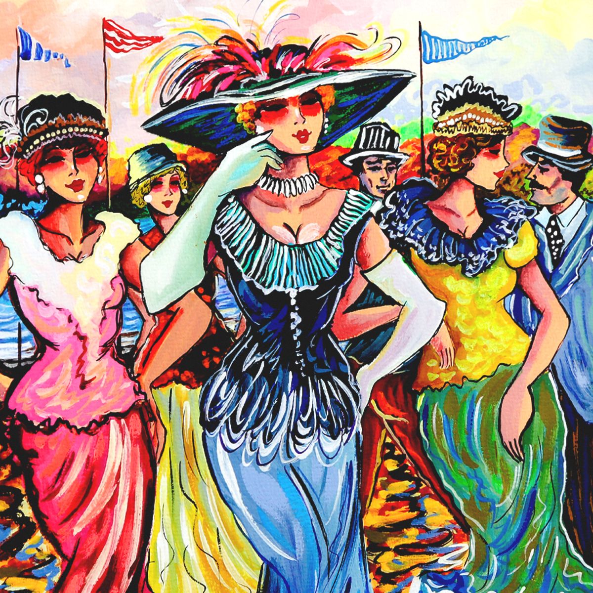 Patricia Govezensky- Original Watercolor "Grand Promenade"