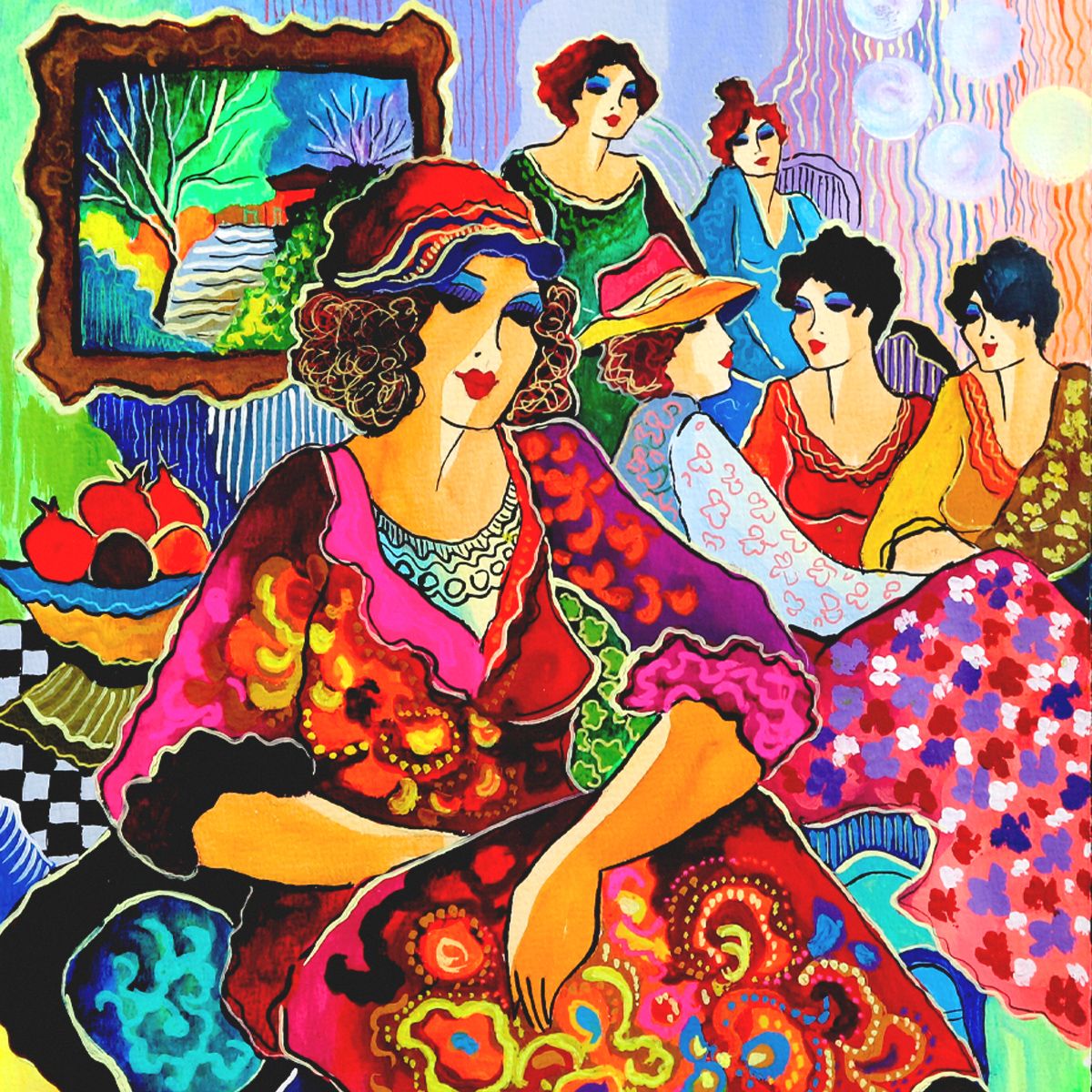 Patricia Govezensky- Original Watercolor "Salon Gathering"