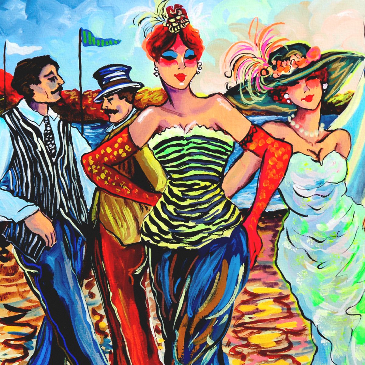Patricia Govezensky- Original Watercolor "Evening Promenade"