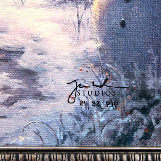 Thomas Kinkade- Hand Embellished Giclee on Canvas "Mickey and Minnie sweetheart Holiday"