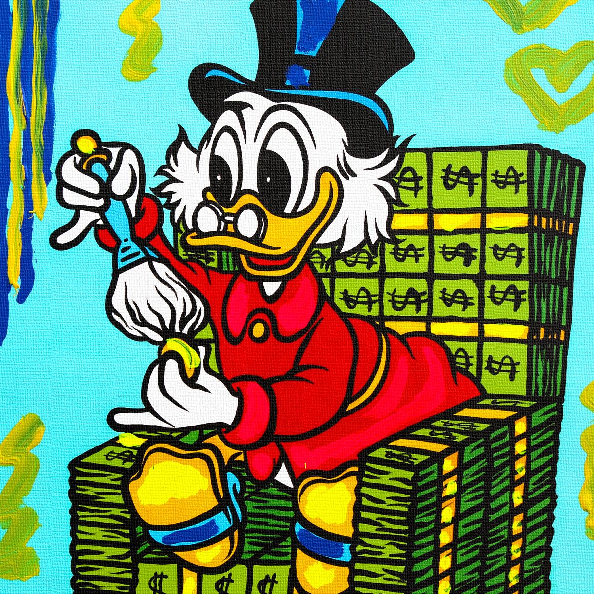 Nastya Rovenskaya- Mixed Media on Canvas "Dripping in Dollars"