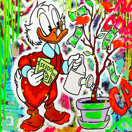 Nastya Rovenskaya- Mixed Media on Canvas "Duck Tales of Love & Loo"