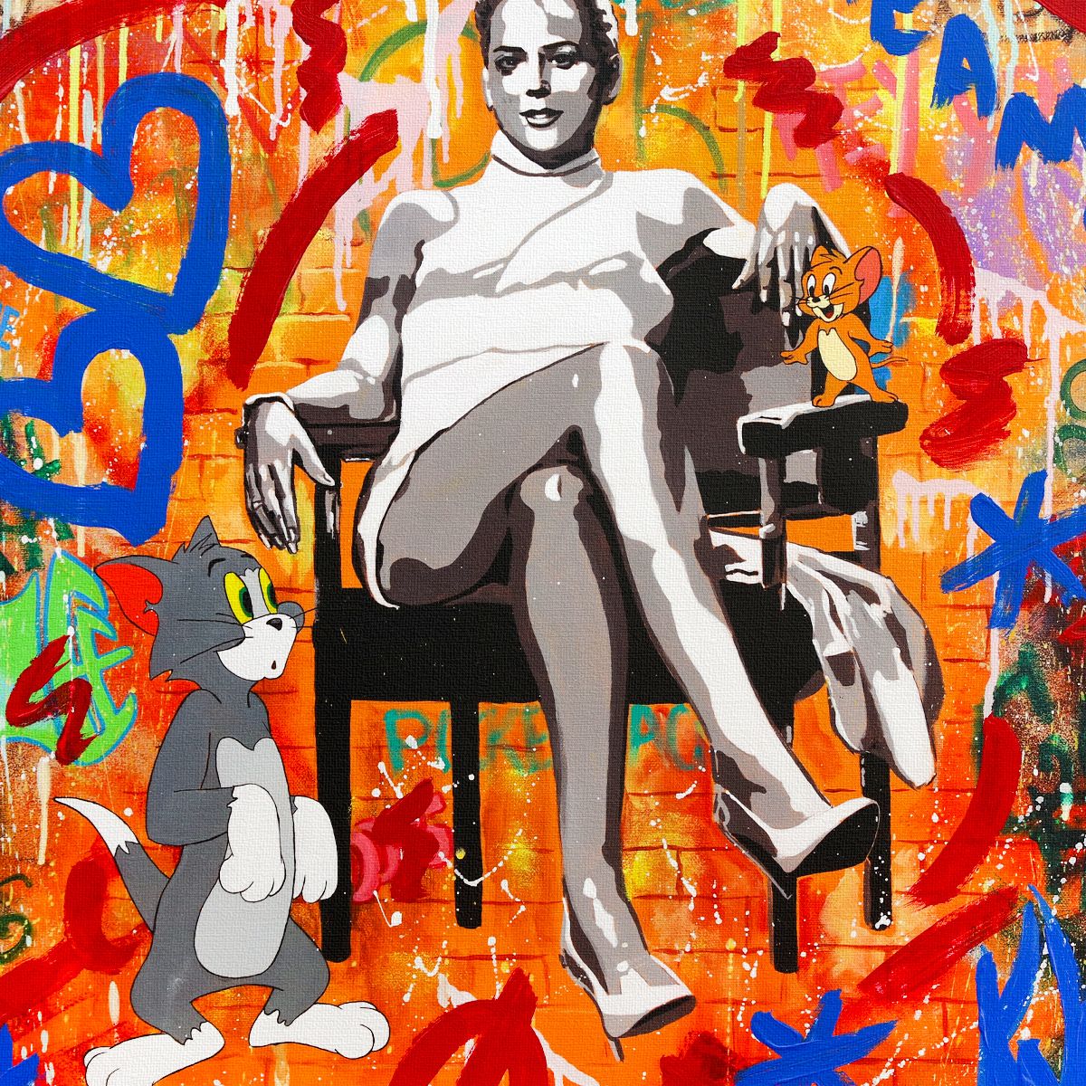Nastya Rovenskaya- Mixed Media on Canvas "Basic Instinct"