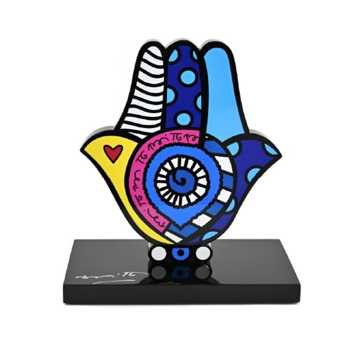 Romero Britto- Resin Sculpture with Hand Embellishments "Hamsa"