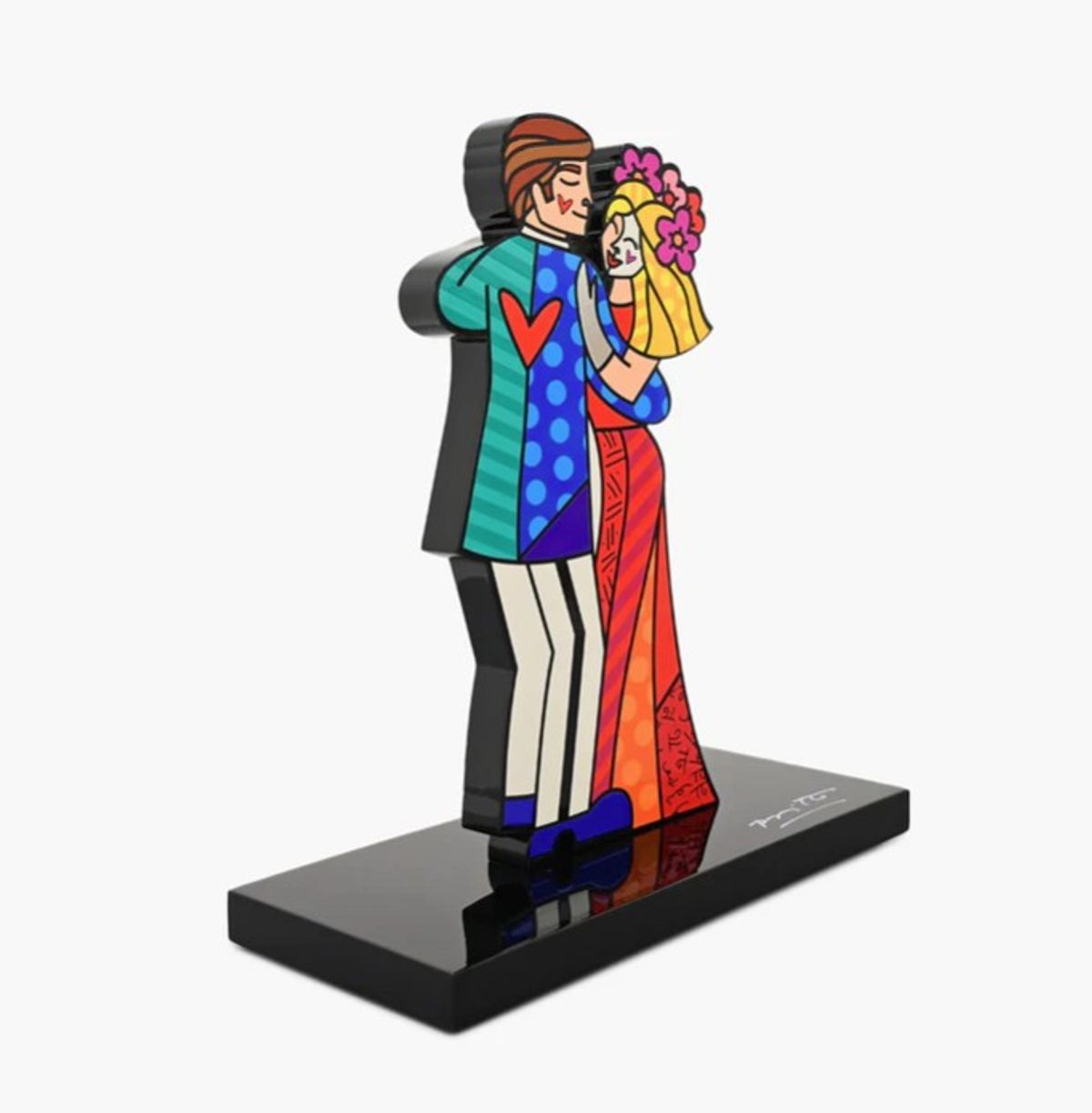 Romero Britto- Resin Sculpture with Hand Embellishments "Love is Love"