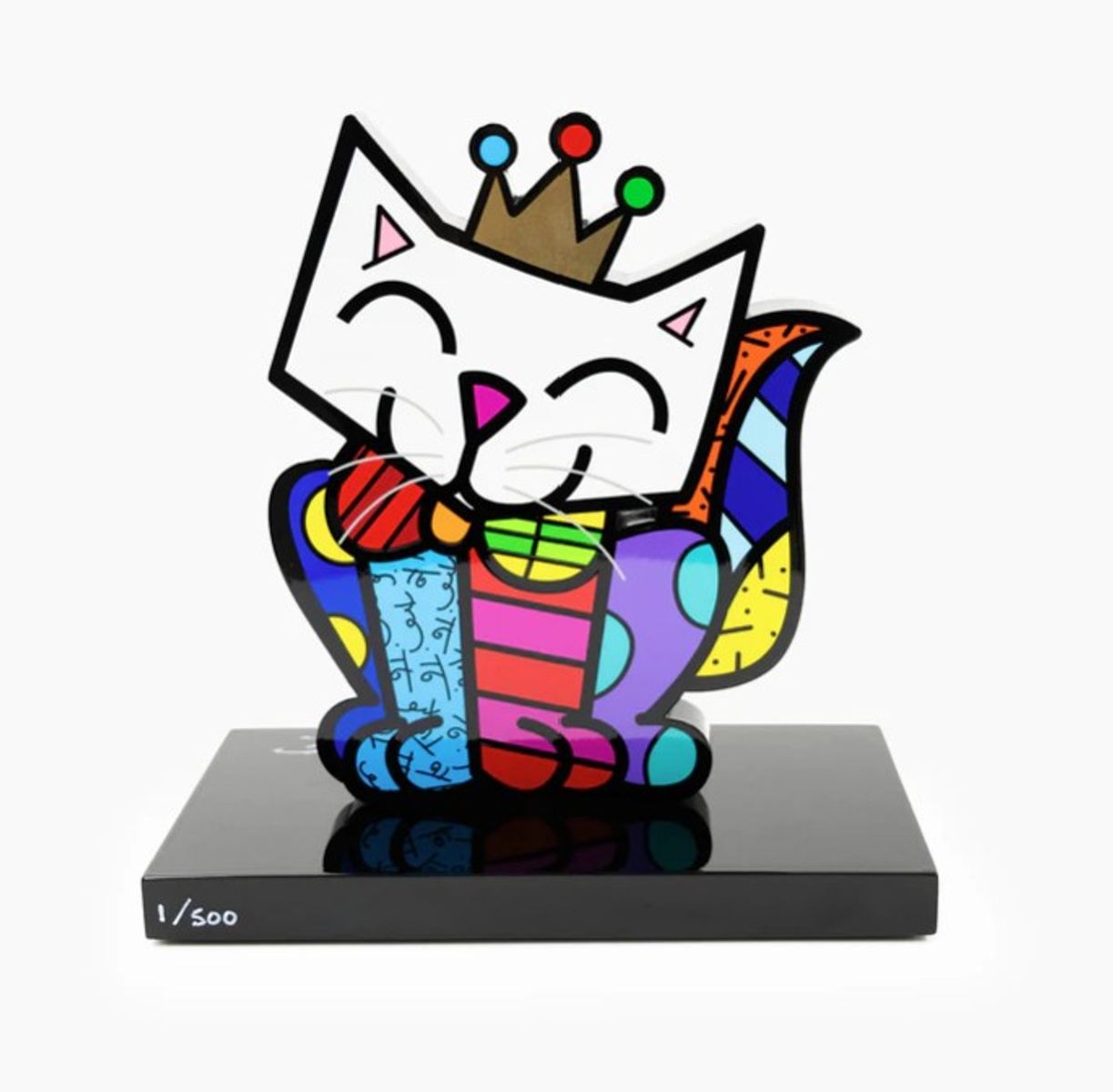 Romero Britto- Resin Sculpture with Hand Embellishments "Cat"