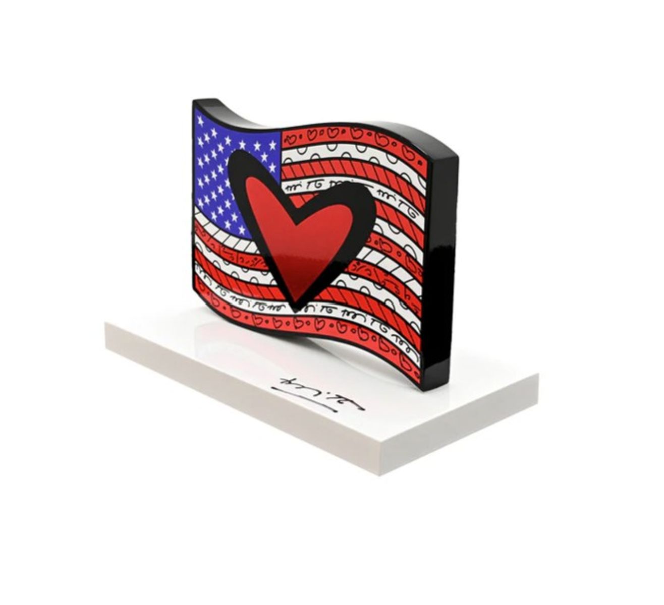 Romero Britto- Resin Sculpture with Hand Embellishments "American Flag"