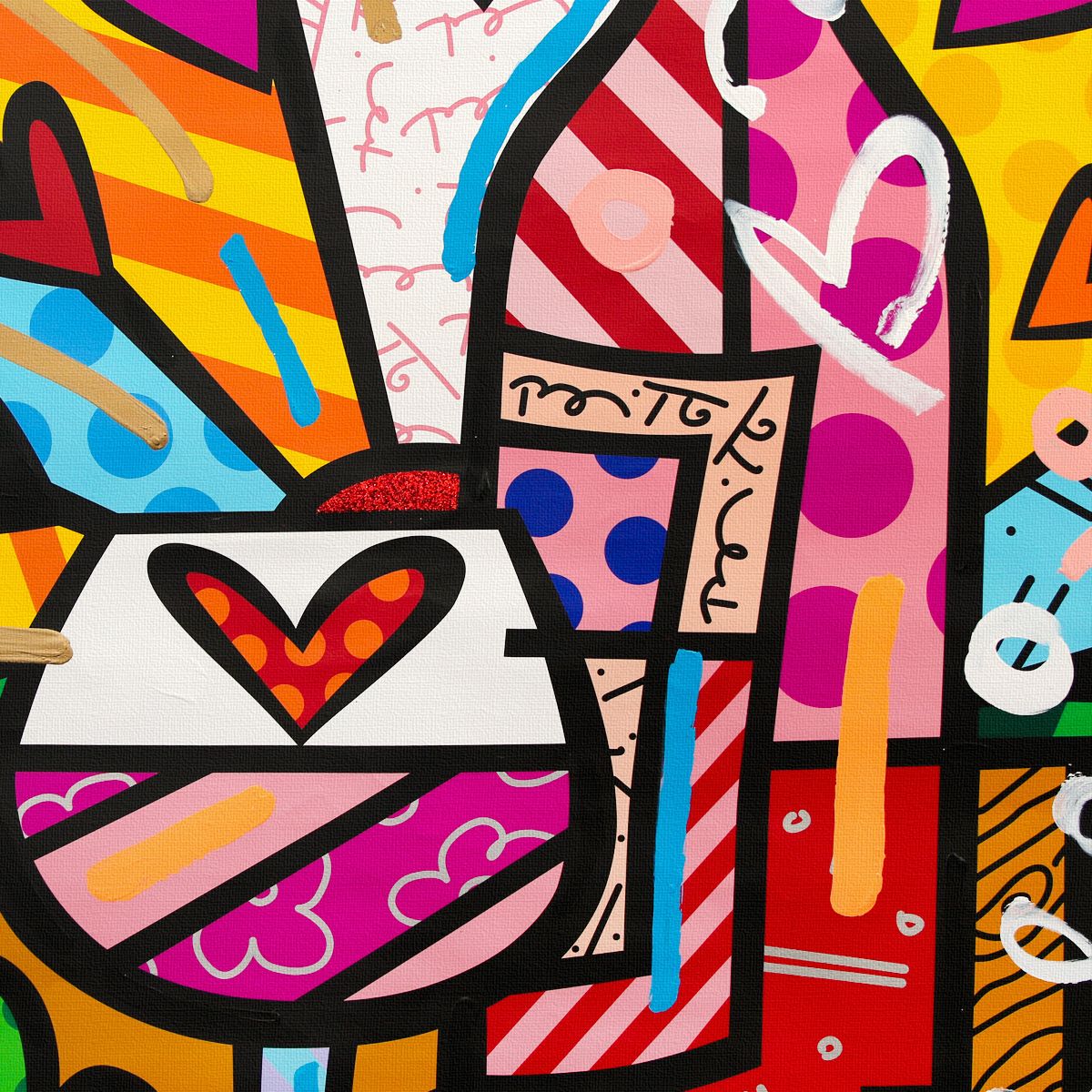 Romero Britto- Original Mixed Media on Canvas "Rose All Day"