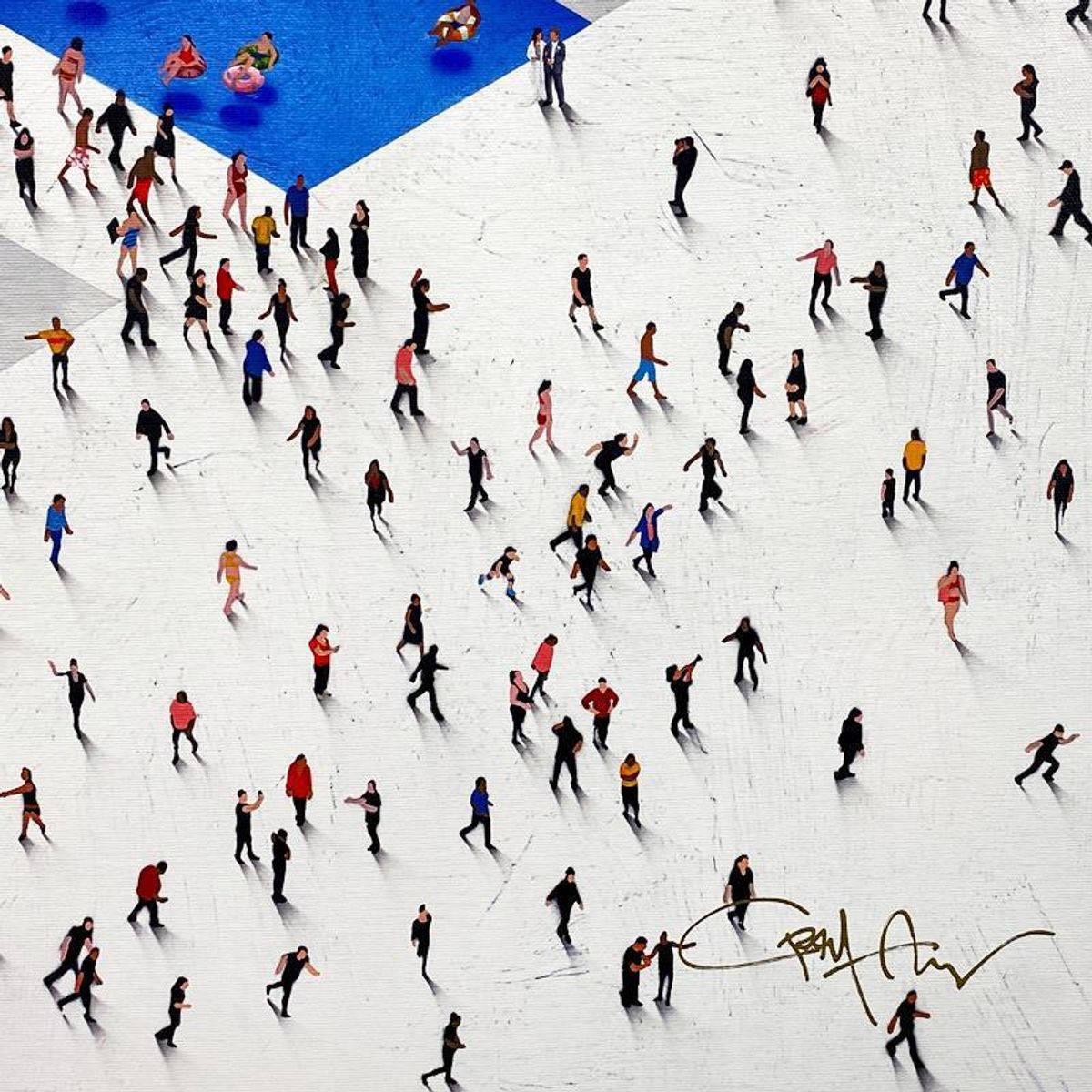 Craig Alan, "Populus: 'Swim Complex'" Framed, Hand Signed Limited Edition Canvas with Letter of Authenticity.