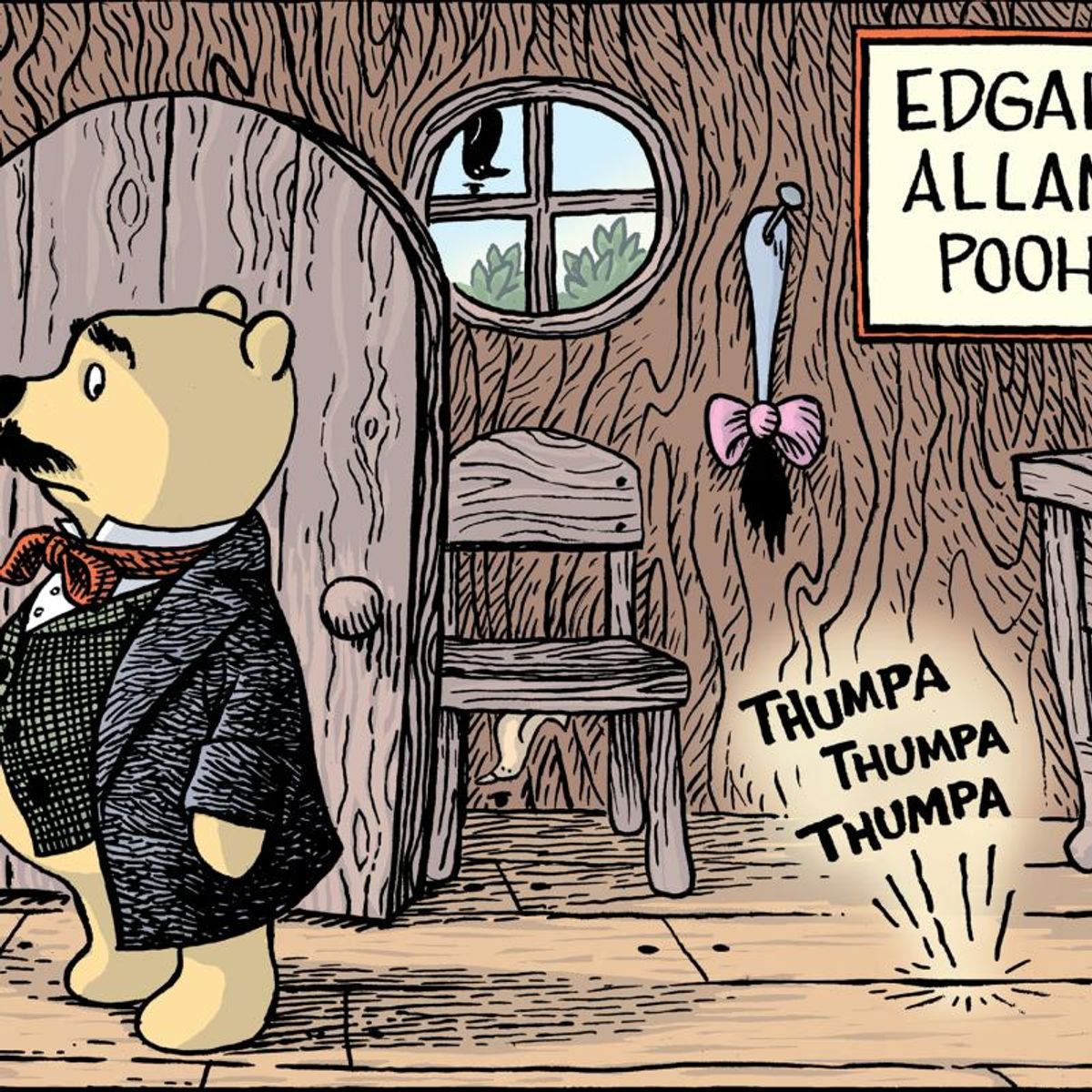 Bizarro, "Edgar Allan Pooh" Numbered Limited Edition Hand Signed by Creator Dan Piraro; Letter of Authenticity.
