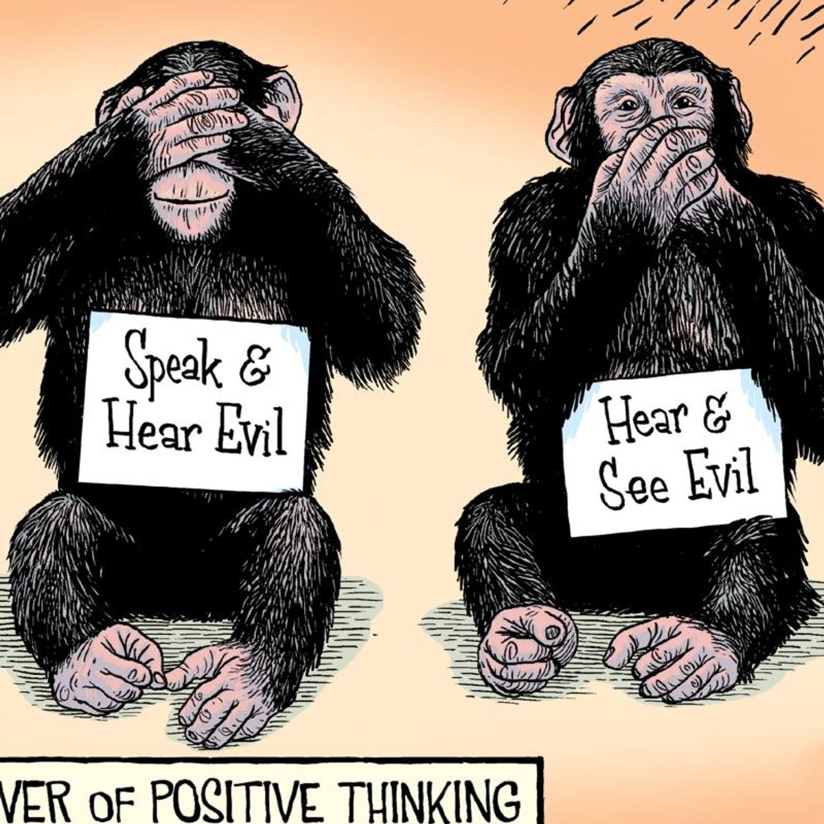 Bizarro, "Optimistic Chimps" Numbered Limited Edition Hand Signed by Creator Dan Piraro; Letter of Authenticity.