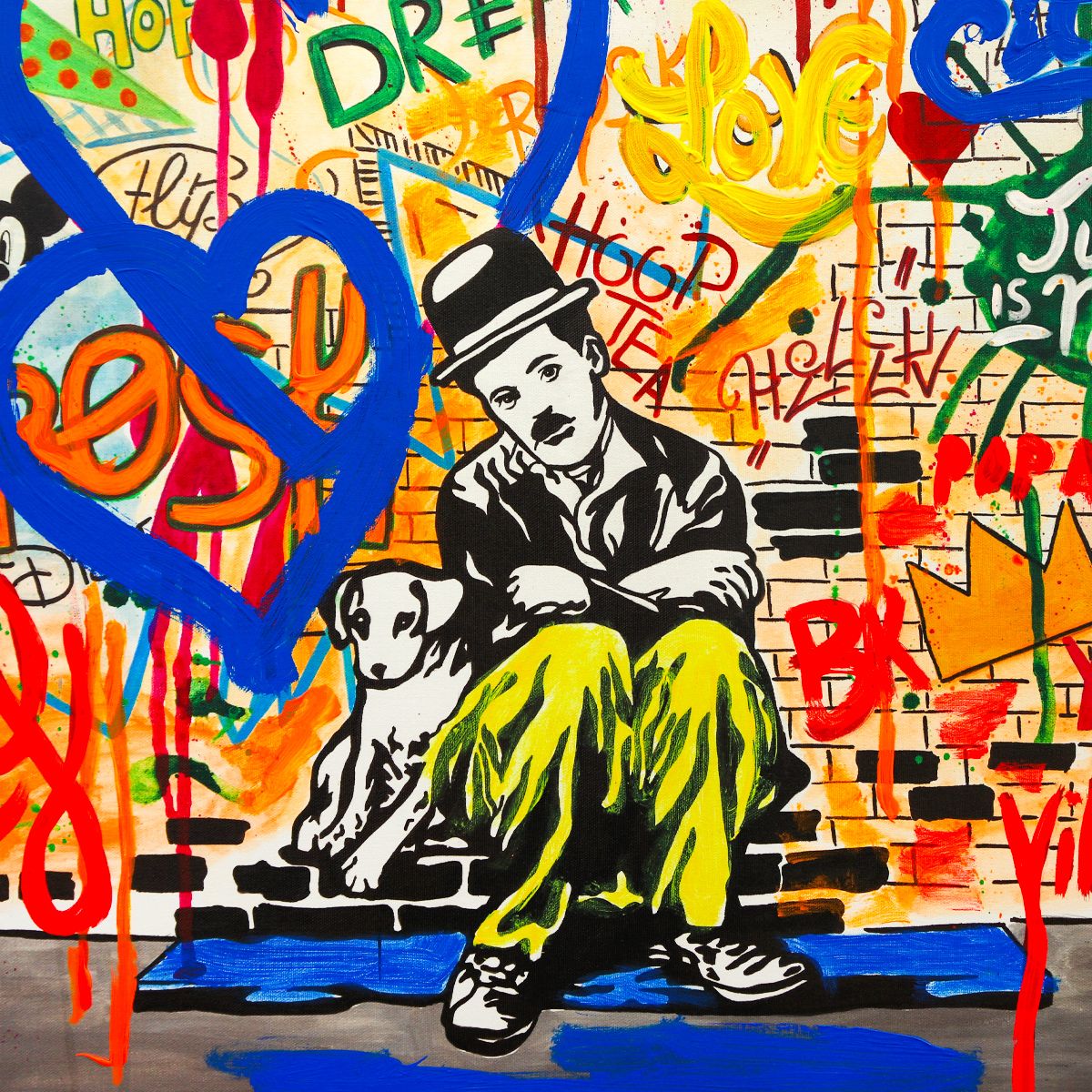 Nastya Rovenskaya- Mixed Media on Canvas "Charlie is Alone"