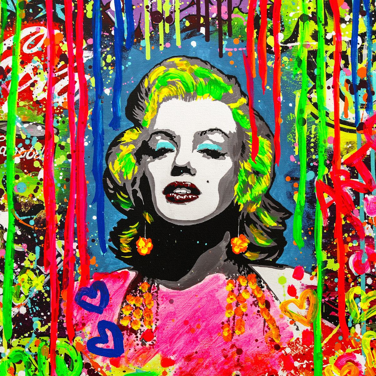 Nastya Rovenskaya- Mixed Media on Canvas "Blonde Bombshell"