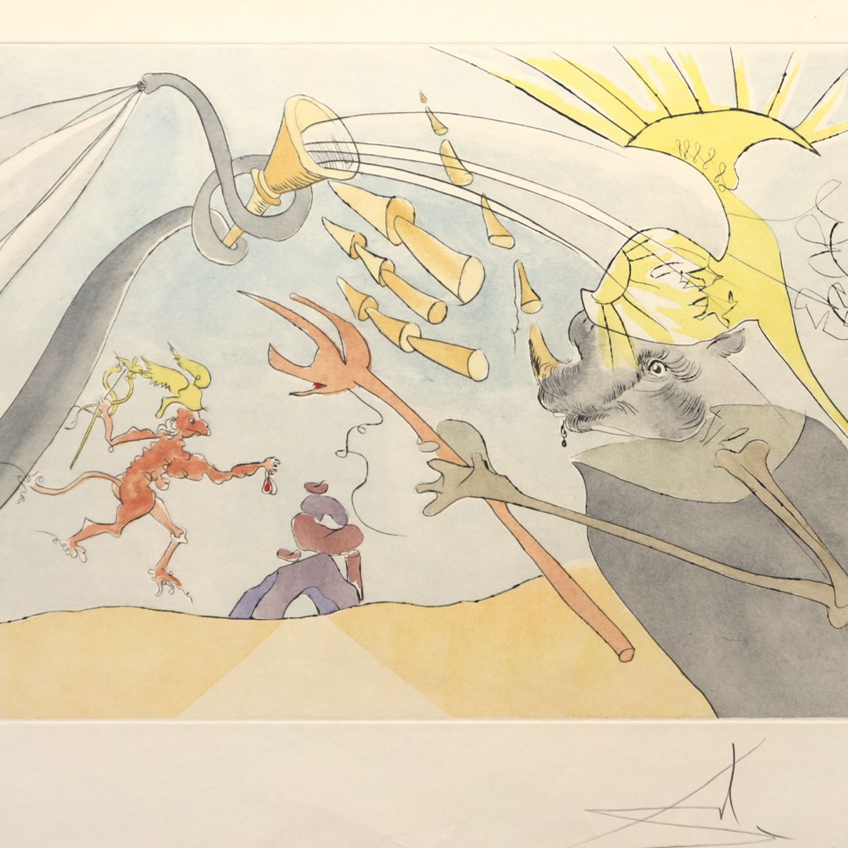 Salvador Dali- Original Lithograph "The Elephant and Jupiter's Monkey"