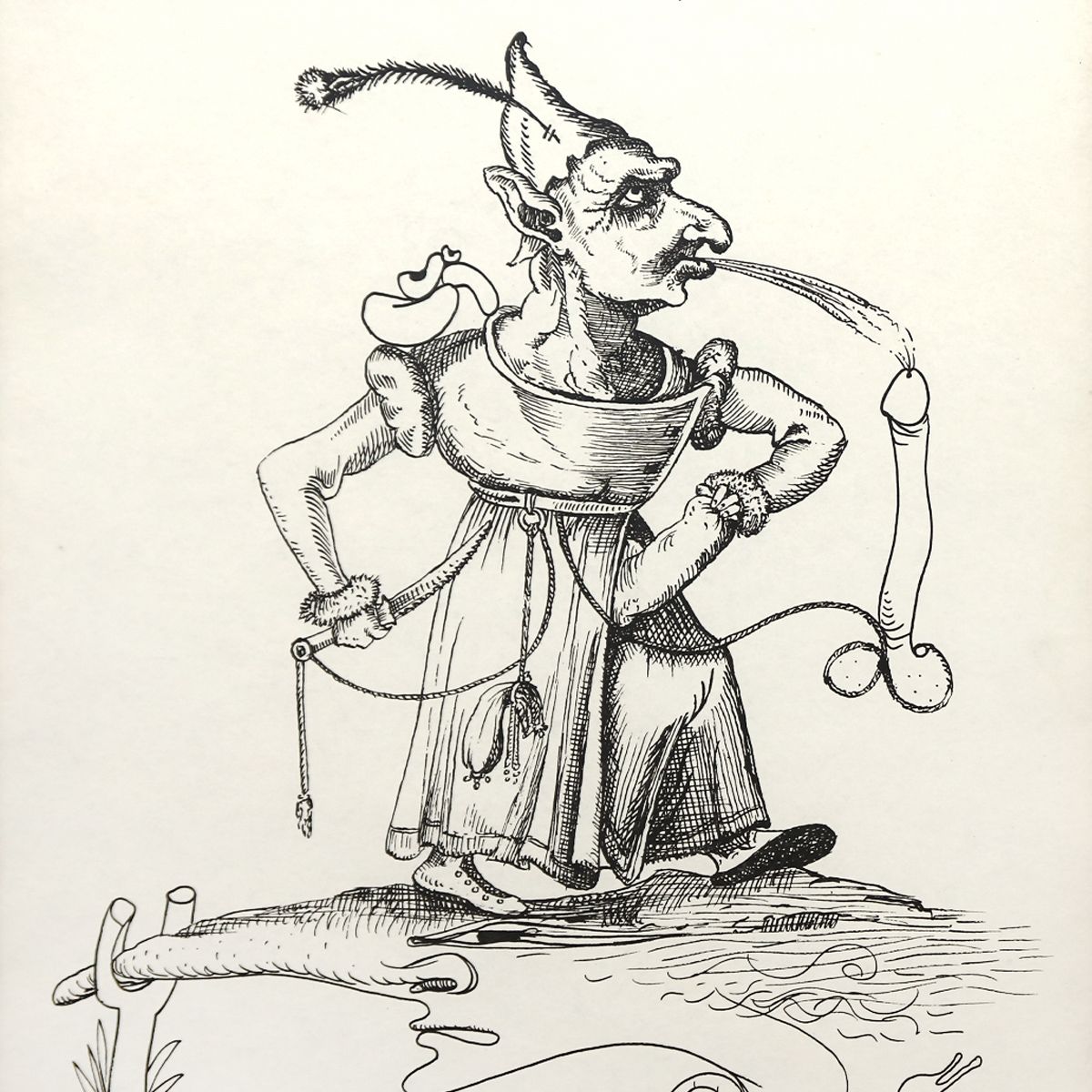 Salvador Dali- Original Lithograph from Gouache and Collage "Les Songes Drolatiques de Pantagruel"