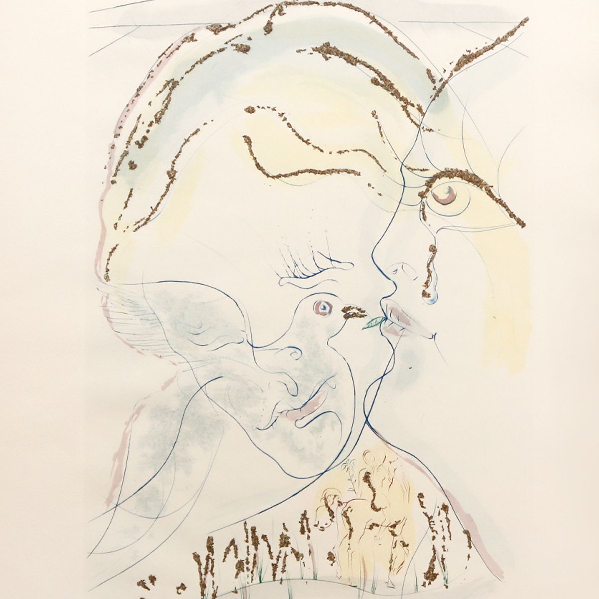 Salvador Dali- Original Lithograph "The Dove-like Eyes on the Bride"