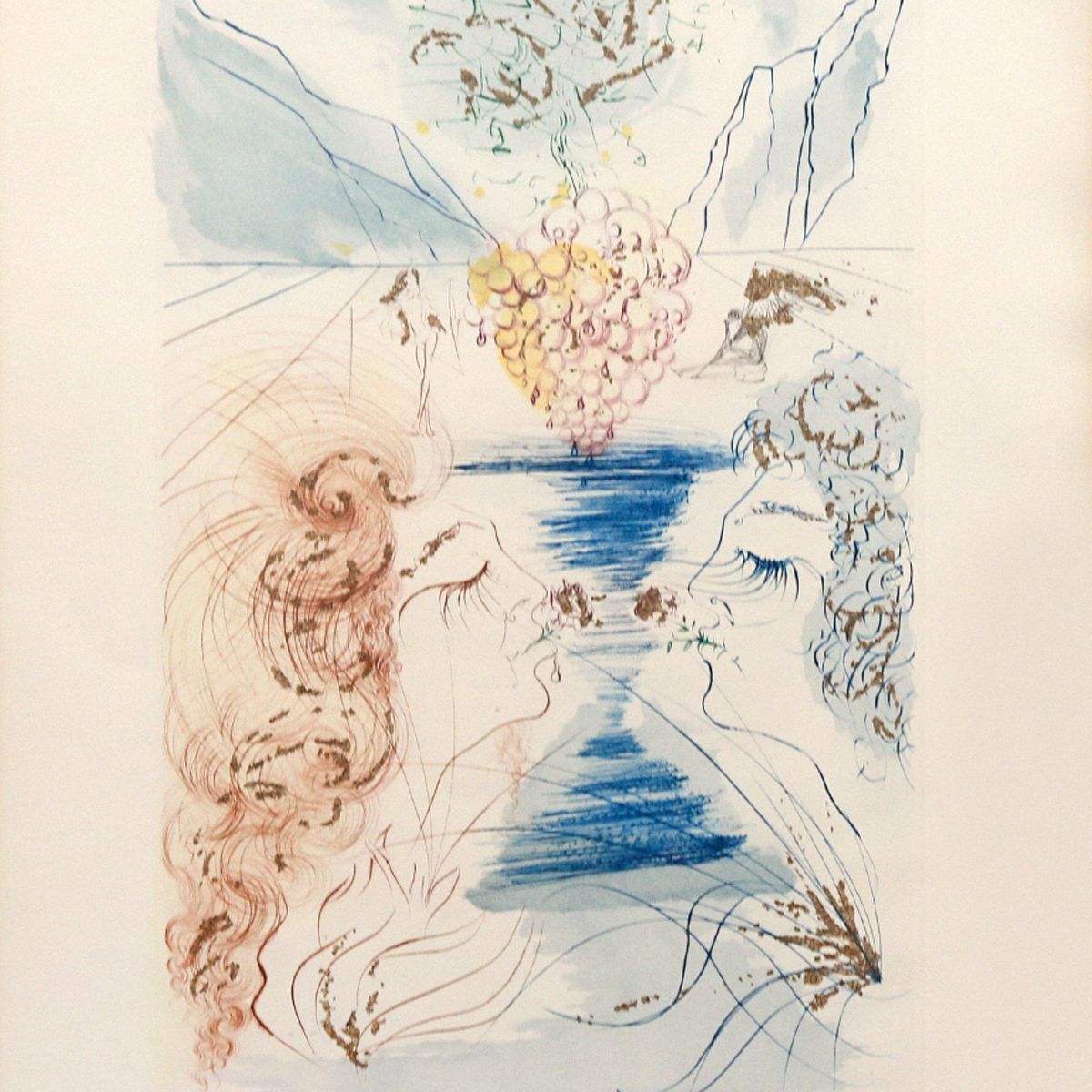 Salvador Dali- Original Lithograph "The Kiss"