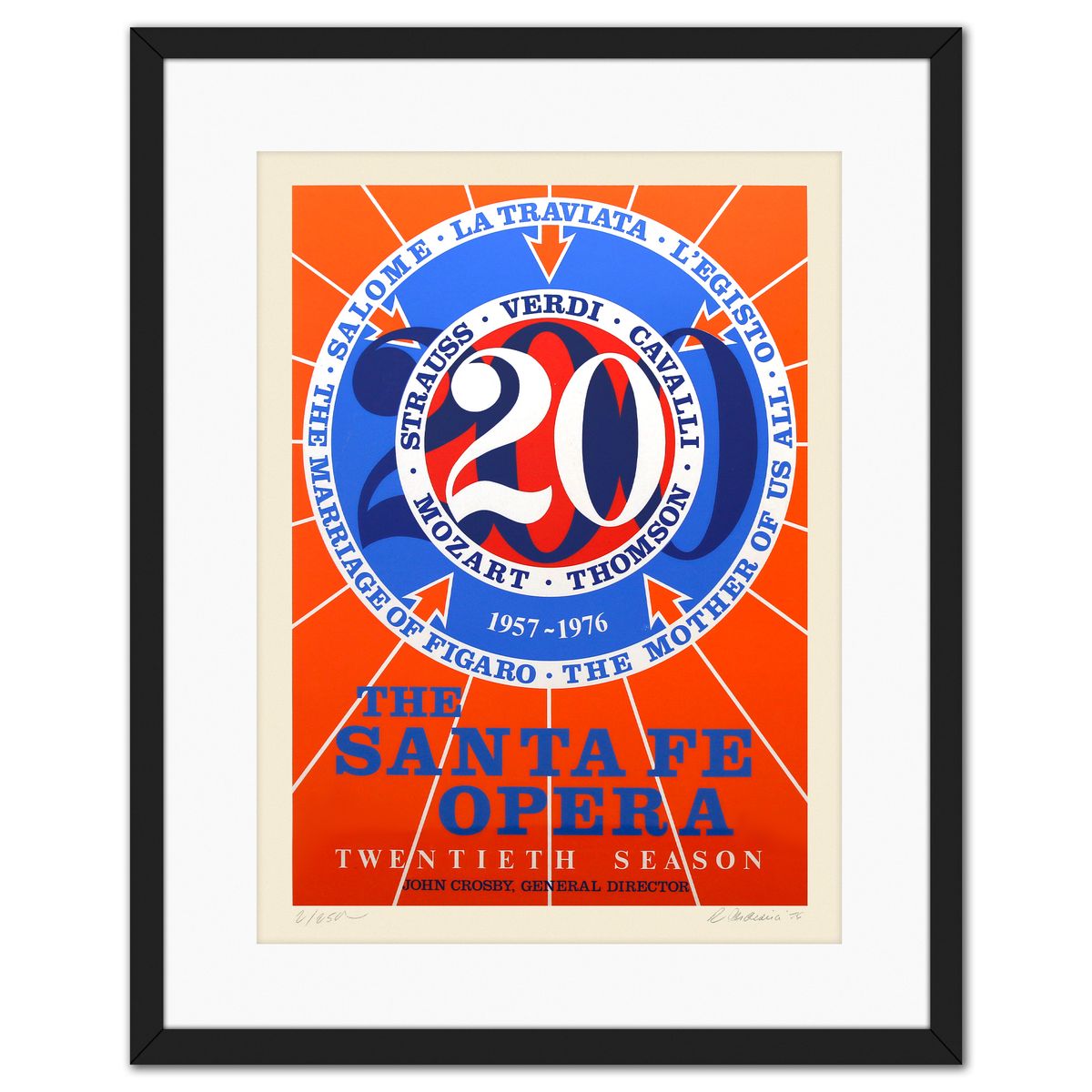 Robert Indiana- Screenprint in colors on wove paper "Santa Fe Opera"
