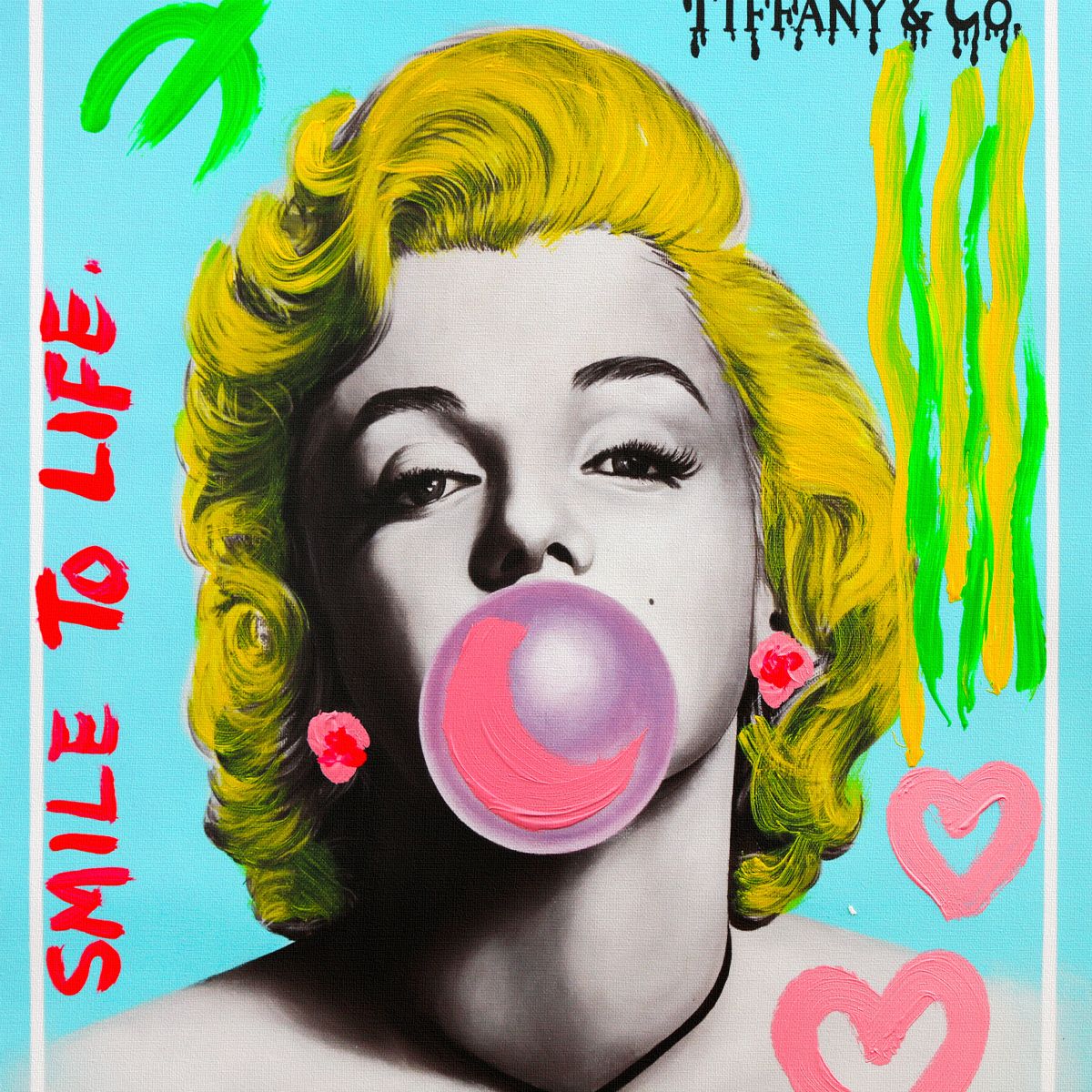 Nastya Rovenskaya- Mixed Media on Canvas "Bubble Gum"
