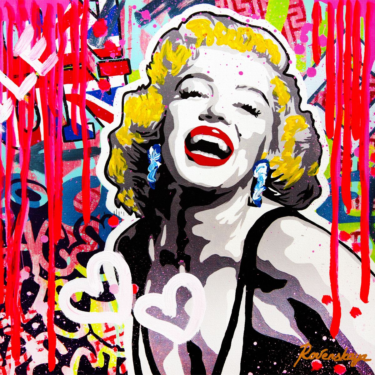 Nastya Rovenskaya- Mixed Media on Canvas "Smile"