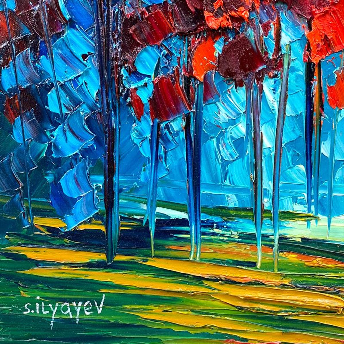 Slava Ilyayev- Original Oil Painting on Canvas "Autumn Romance"