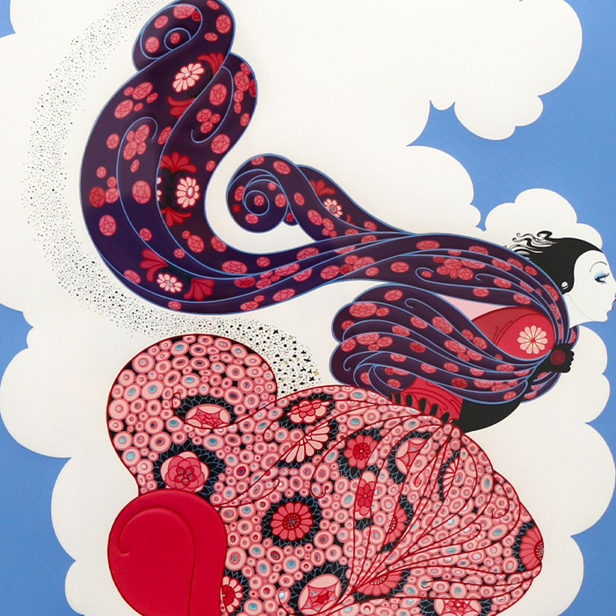 Erte- Screenprint in colors "The Pursuit of Flore"