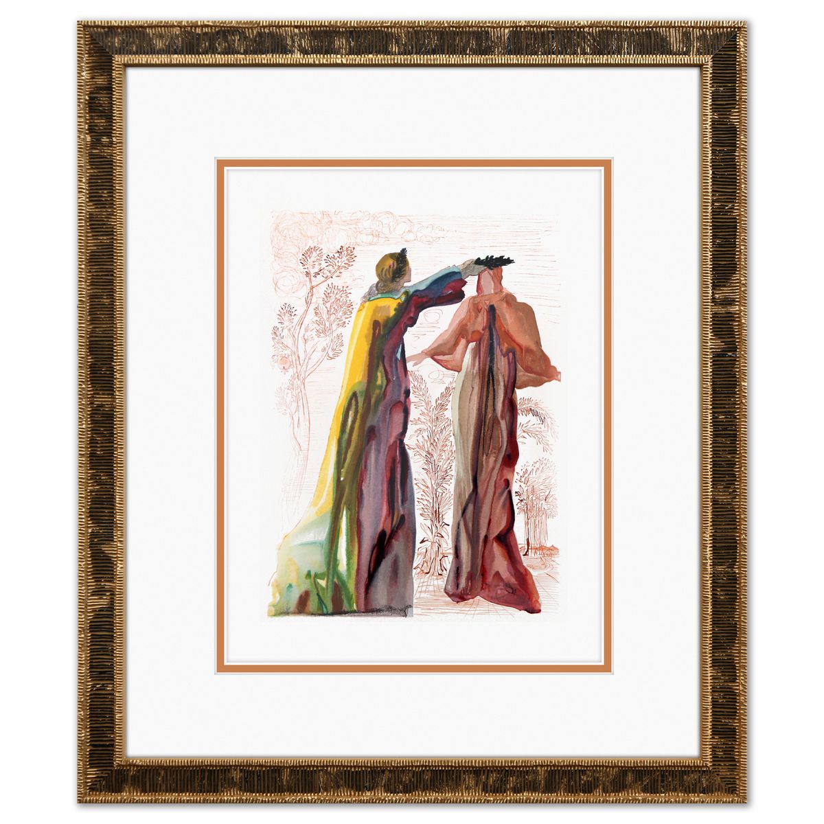 Salvador Dali- Original Color Woodcut on B.F.K. Rives Paper "Purgatory 27"