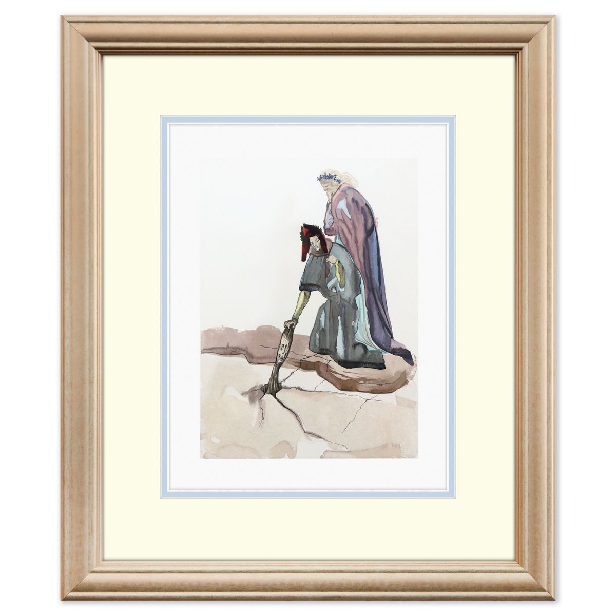 Salvador Dali- Original Color Woodcut on B.F.K. Rives Paper "Inferno 32"