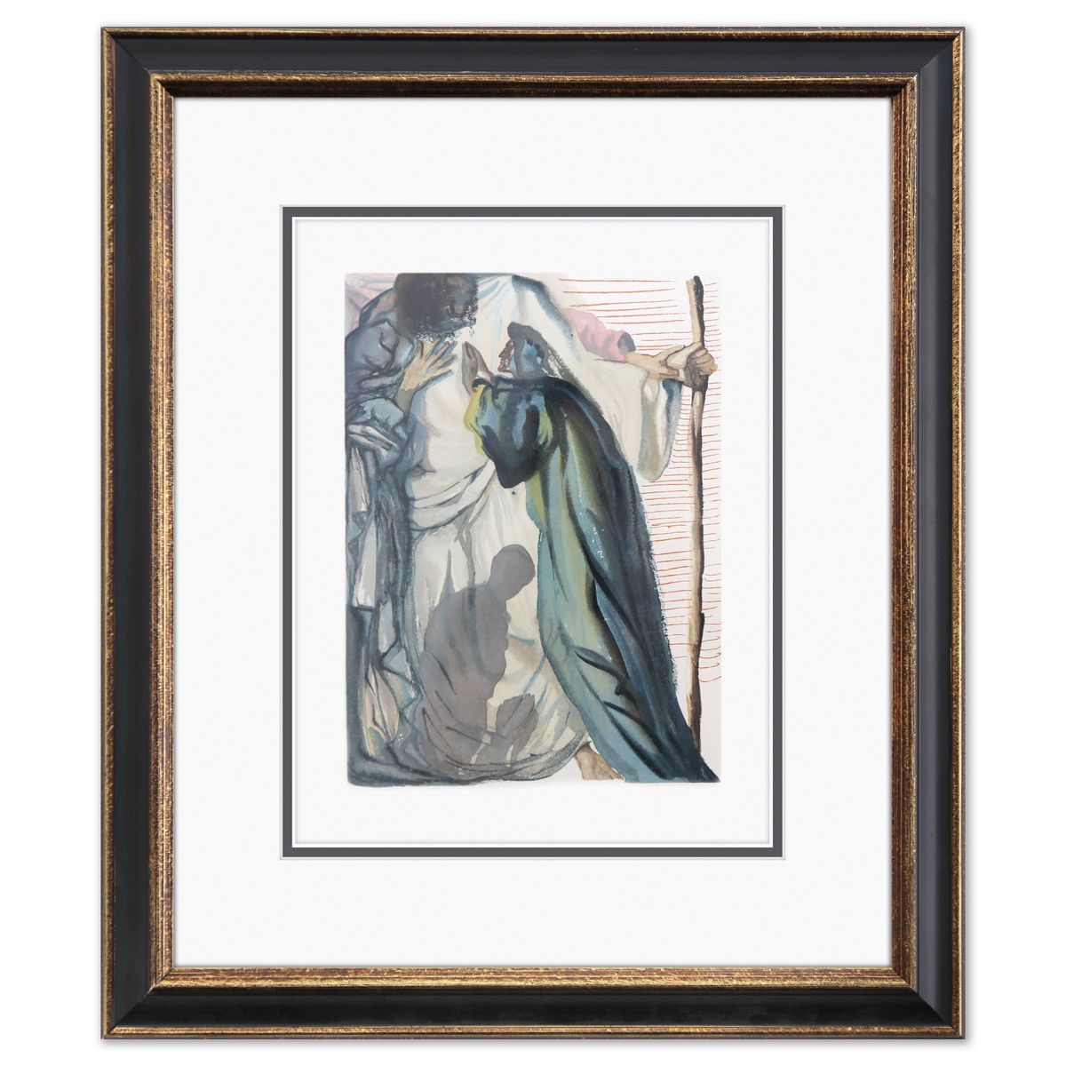 Salvador Dali- Original Color Woodcut on B.F.K. Rives Paper "Purgatory 14"