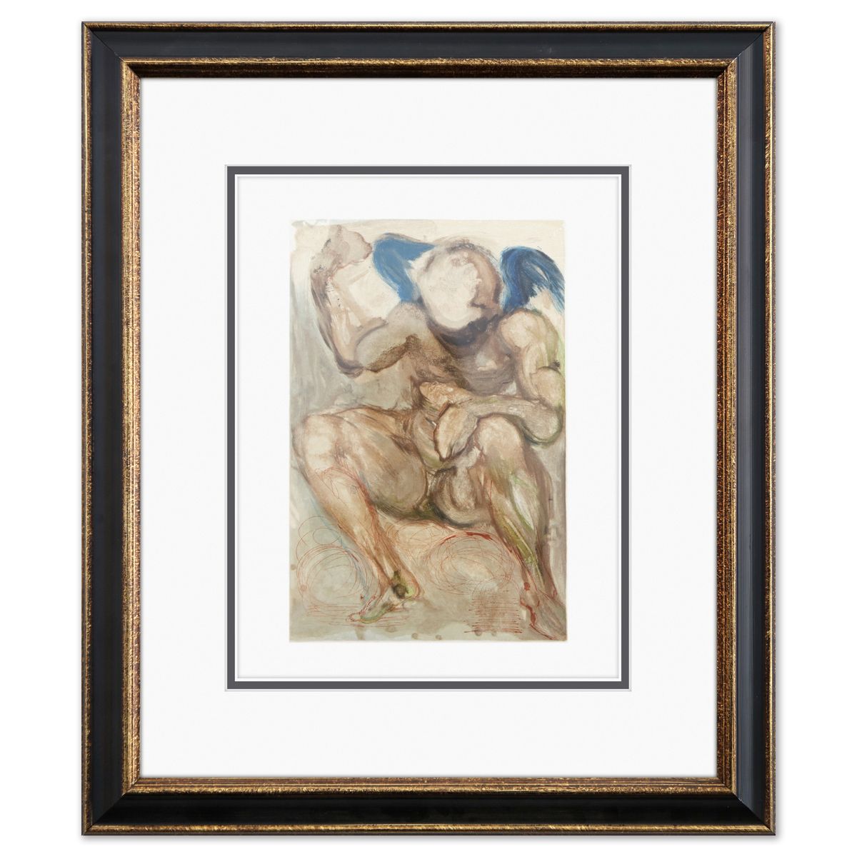 Salvador Dali- Original Color Woodcut on B.F.K. Rives Paper "Purgatory 15"