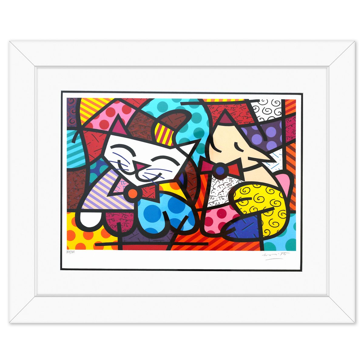 Romero Britto- Serigraph "Happy Cat & Snob Dog"