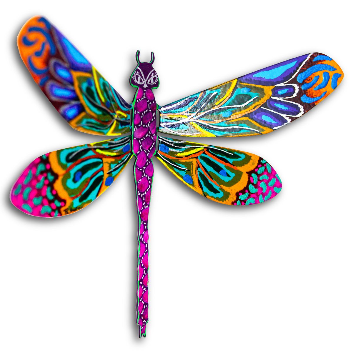 Patricia Govezensky- Original Painting on Cutout Steel "Dragonfly"