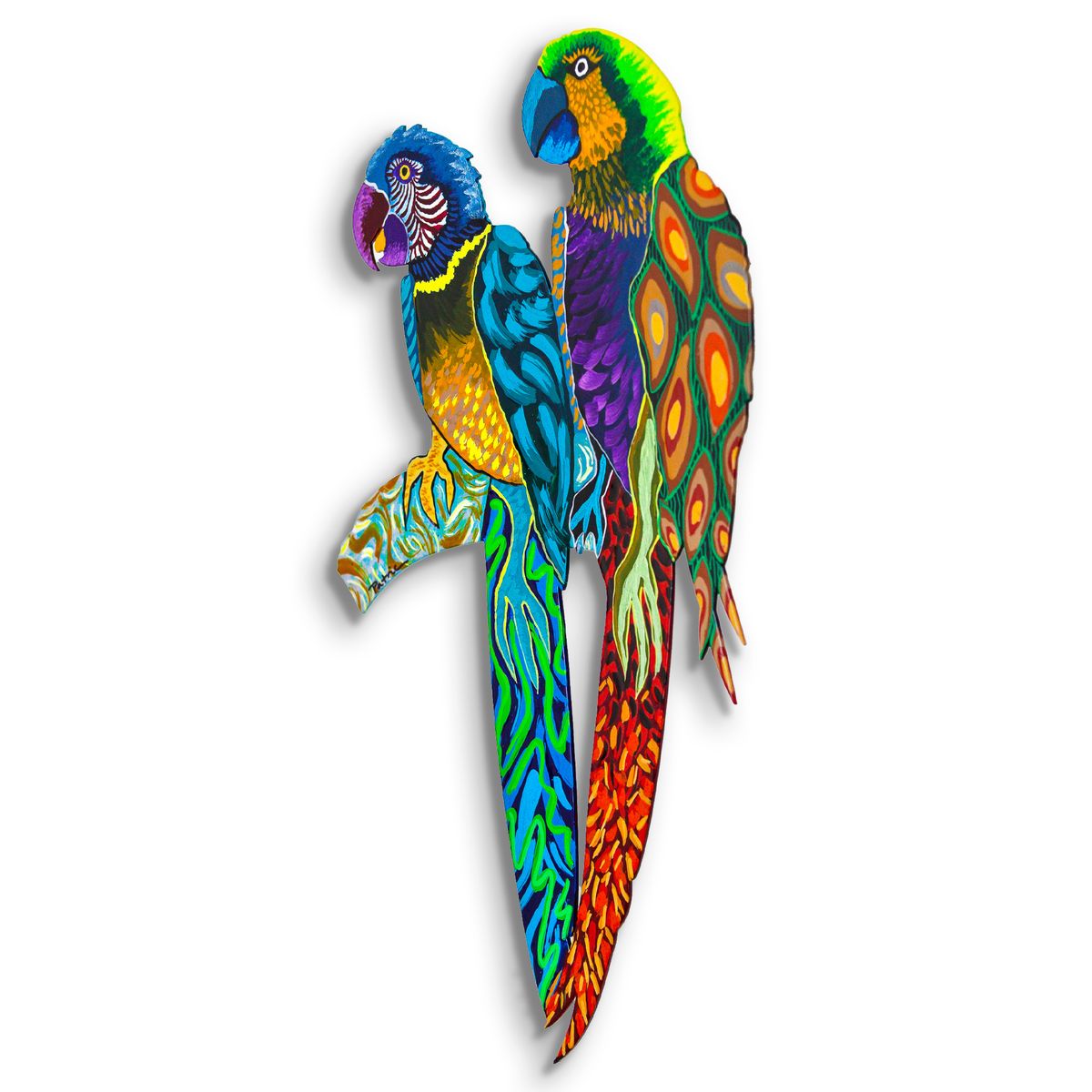 Patricia Govezensky- Original Painting on Laser Cut Steel "Two Parrots"