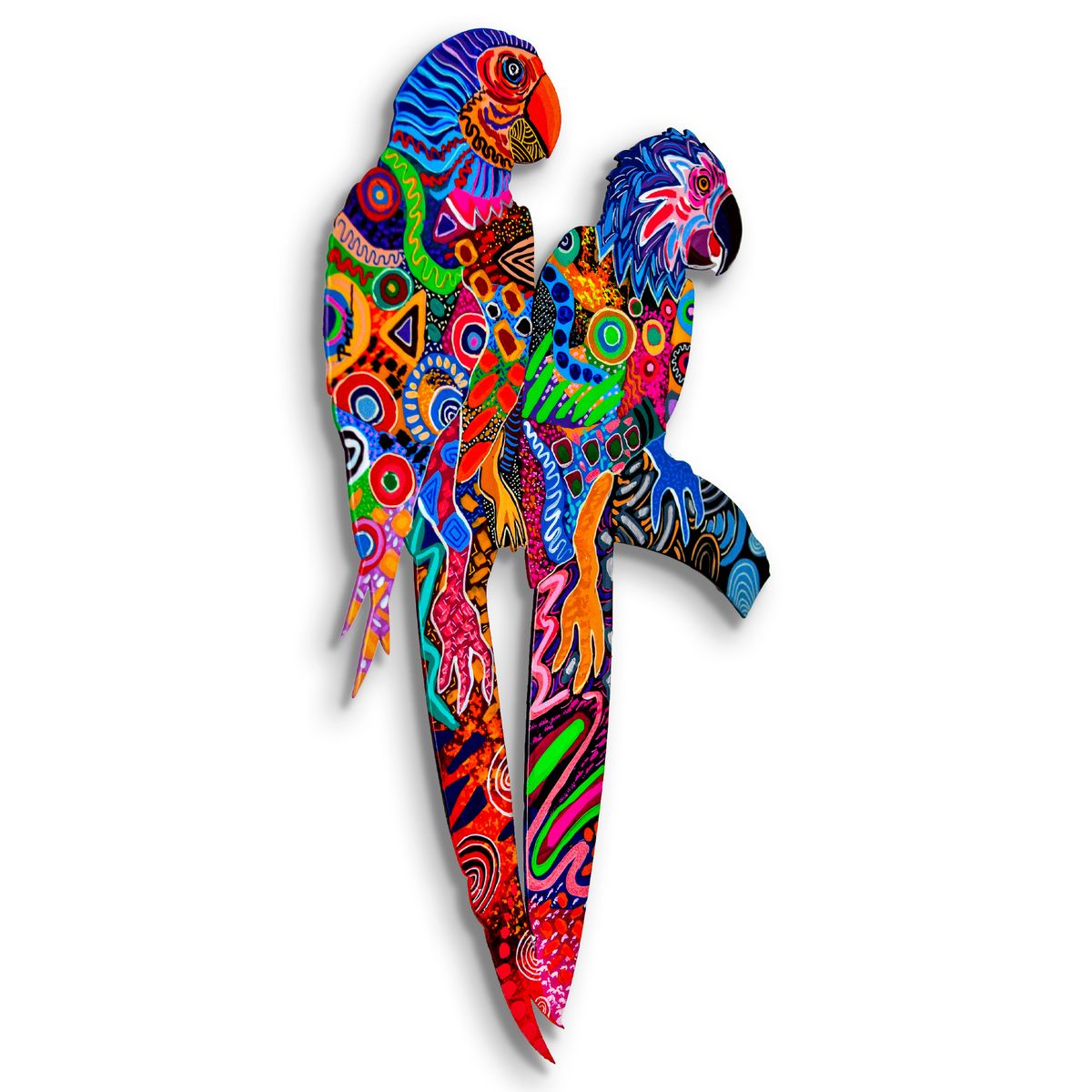 Patricia Govezensky- Original Painting on Laser Cut Steel "Two Parrots"