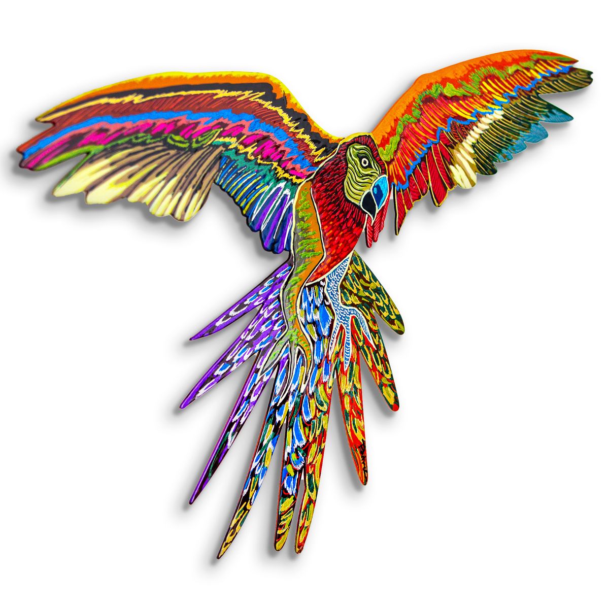 Patricia Govezensky- Original Painting on Laser Cut Steel "Macaw"