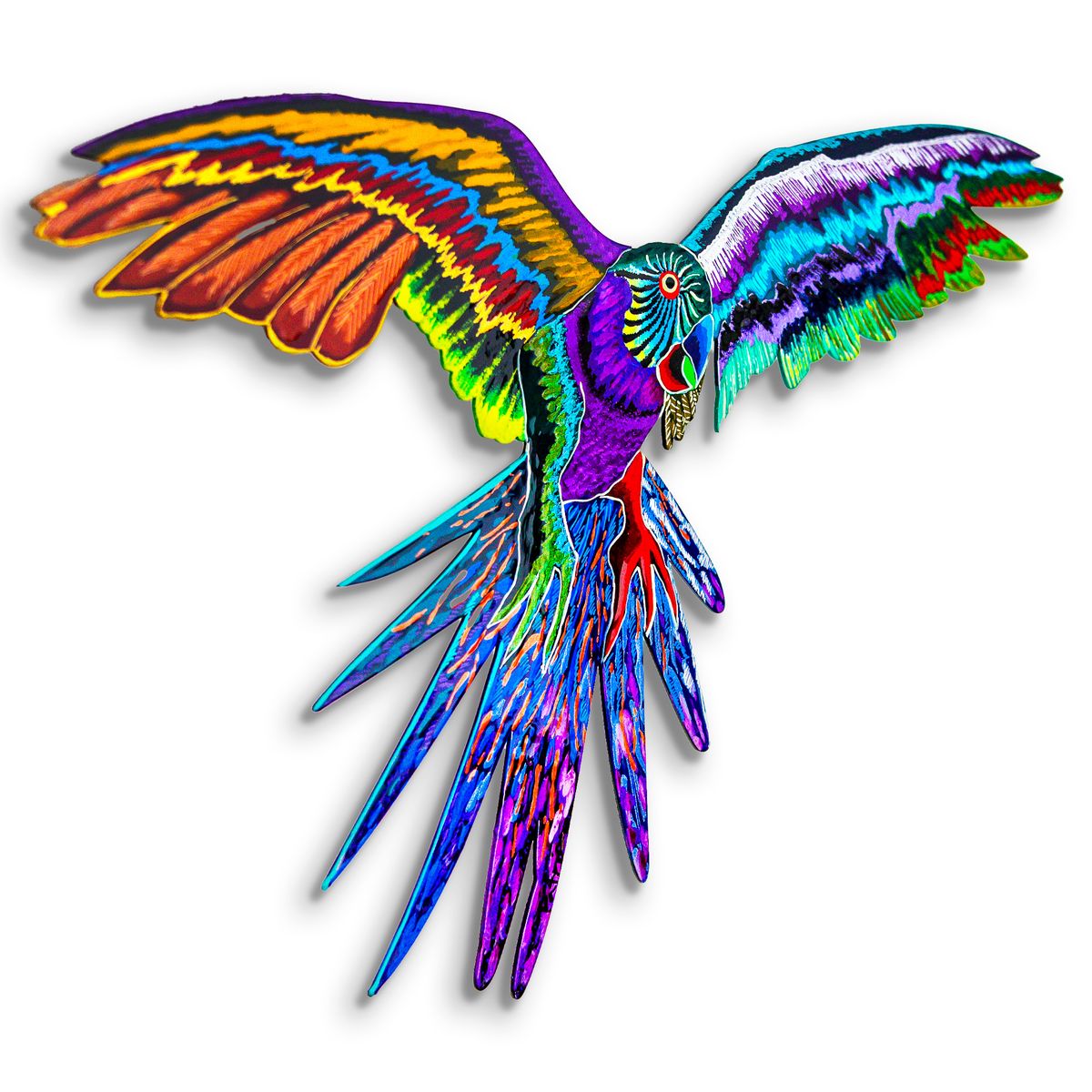 Patricia Govezensky- Original Painting on Laser Cut Steel "Macaw"