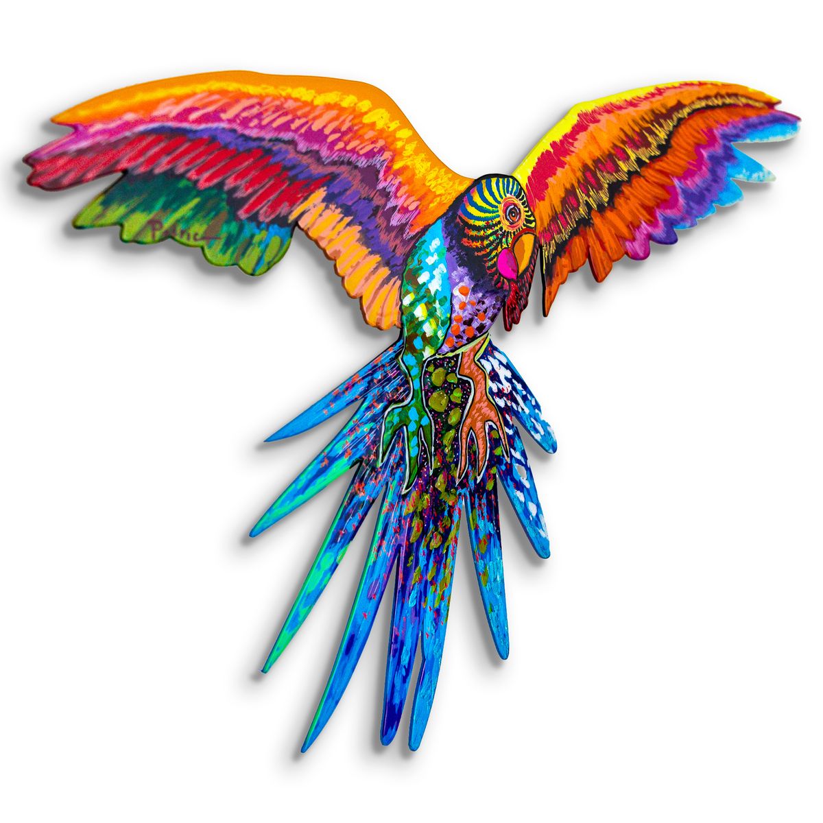 Patricia Govezensky- Original Painting on Laser Cut Steel "Macaw"