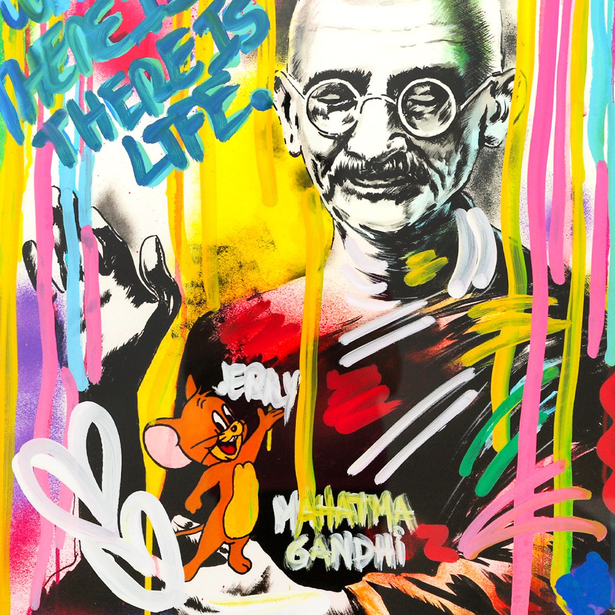 Nastya Rovenskaya- Original Mixed Media on Deckle Edge Paper "Gandhi"
