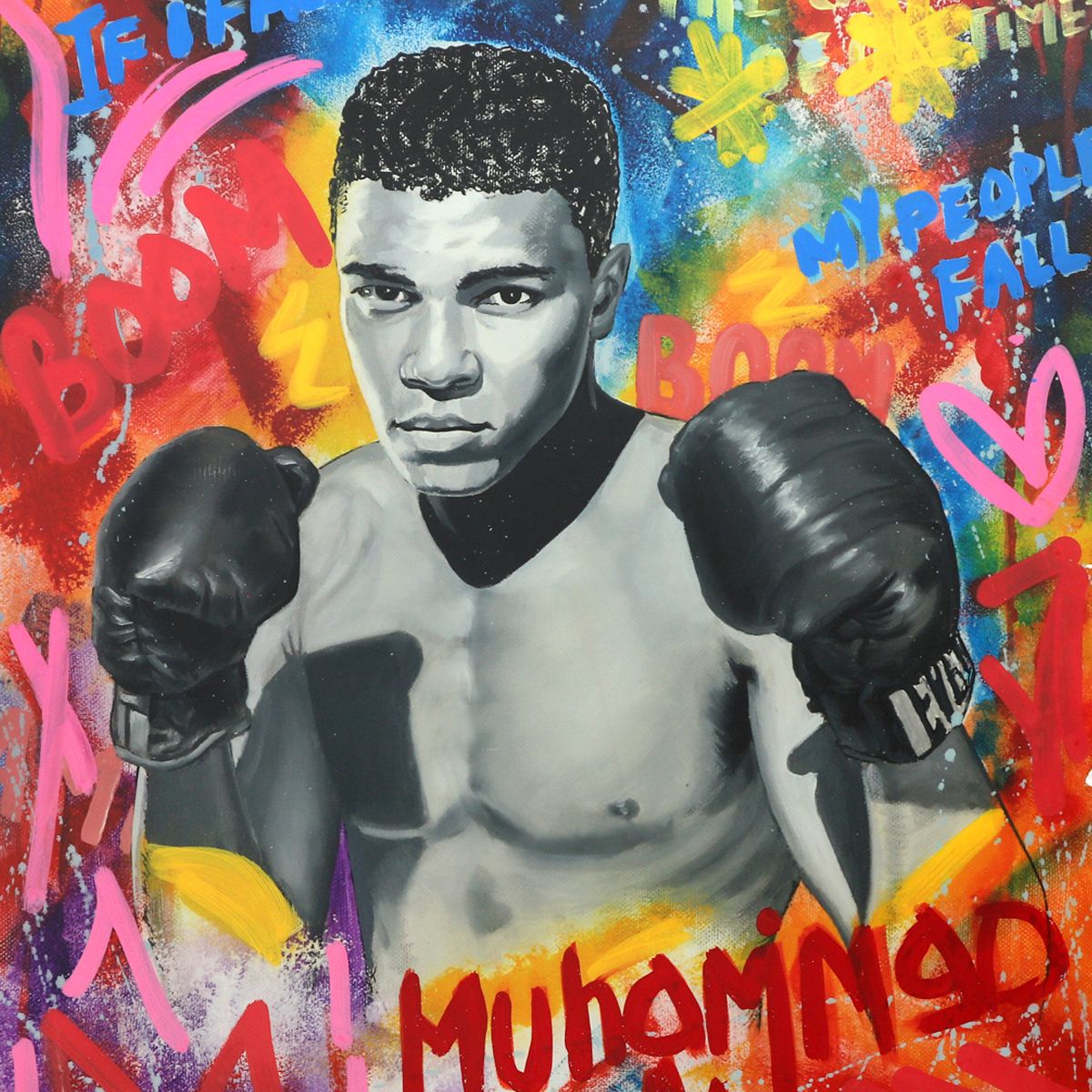 Nastya Rovenskaya- Original Mixed Media on Deckle Edge Paper "Ali The Greatest"