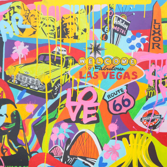 Nastya Rovenskaya- Original Mixed Media on Deckle Edge Paper "Casino Life"