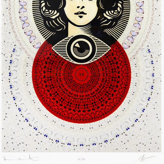 Damien Hirst & Shepard Fairey- Giclee on Smooth Cotton Rag "Third Eye Butterfly Mandala"