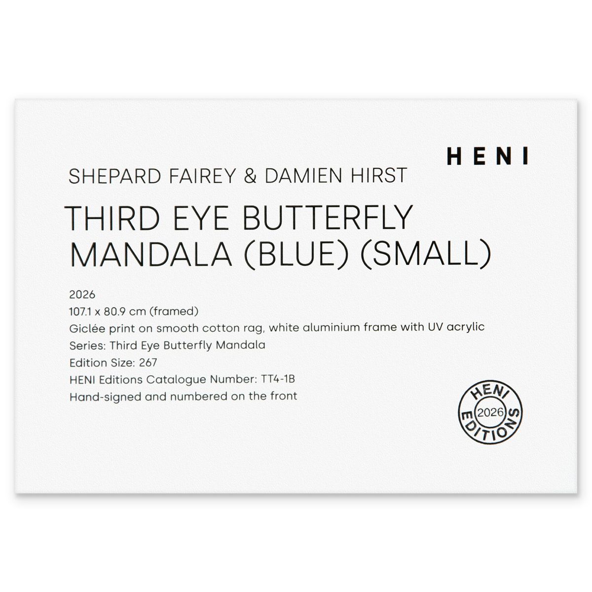 Damien Hirst & Shepard Fairey- Giclee on Smooth Cotton Rag "Third Eye Butterfly Mandala"