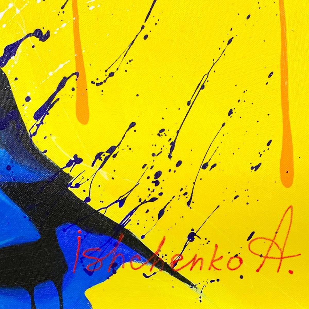 Alexander Ishchenko, "Chaplin" Original Acrylic Painting on Canvas, Hand Signed with Letter Authenticity.